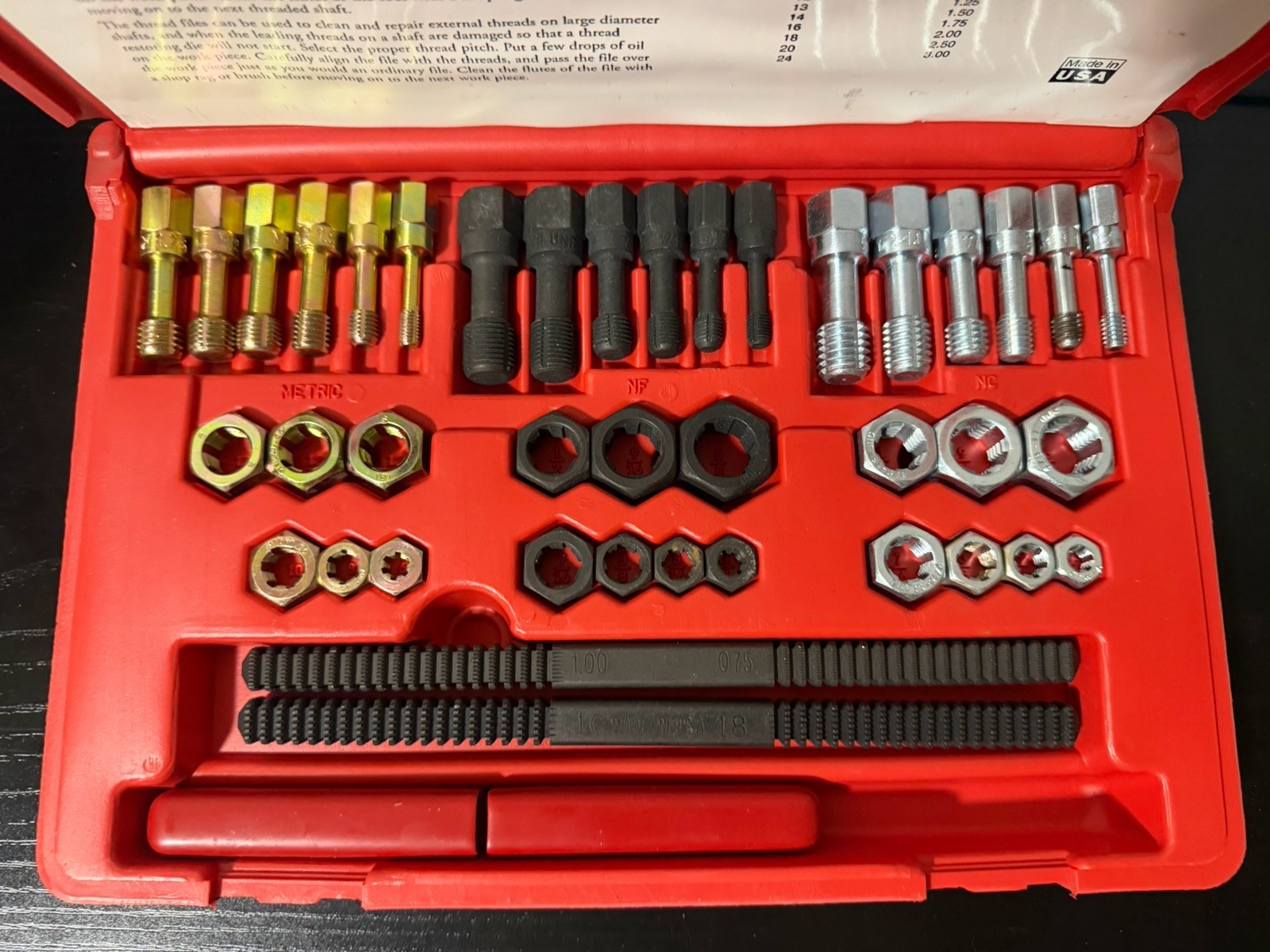 Craftsman 40 Piece Thread Restorer Kit Fractional Standard Metric 52105 USA