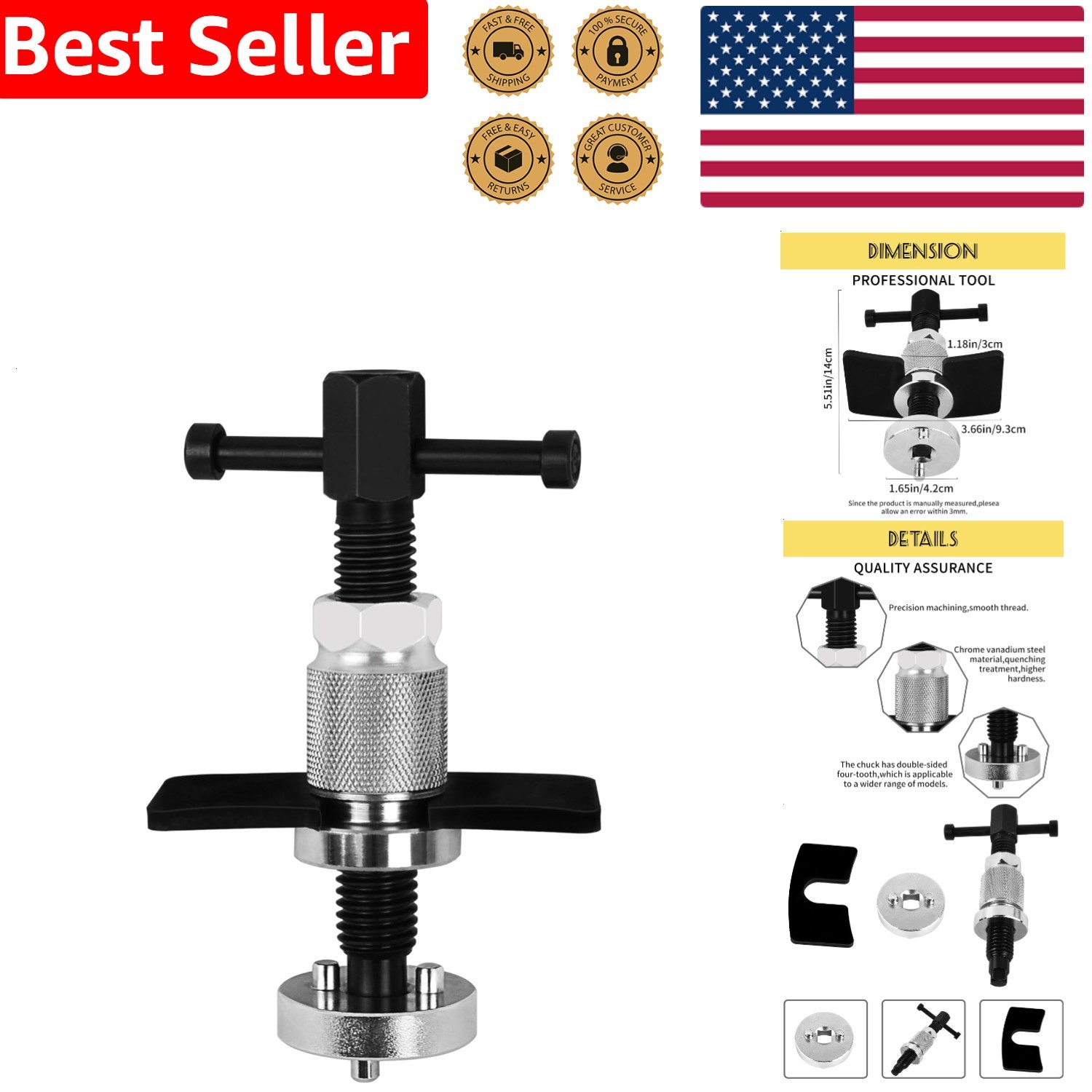Disc Brake Piston Tool Universal Rear Pad Reset Efficient Durable Auto Service
