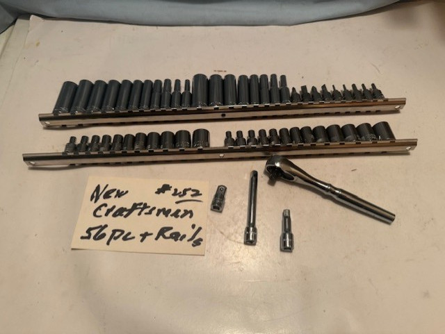 CRAFTSMAN 1/4″ DR -56 PC / RATCHET + SOCKETS/ DEEP /STD METRIC & SAE SET+ RAILS