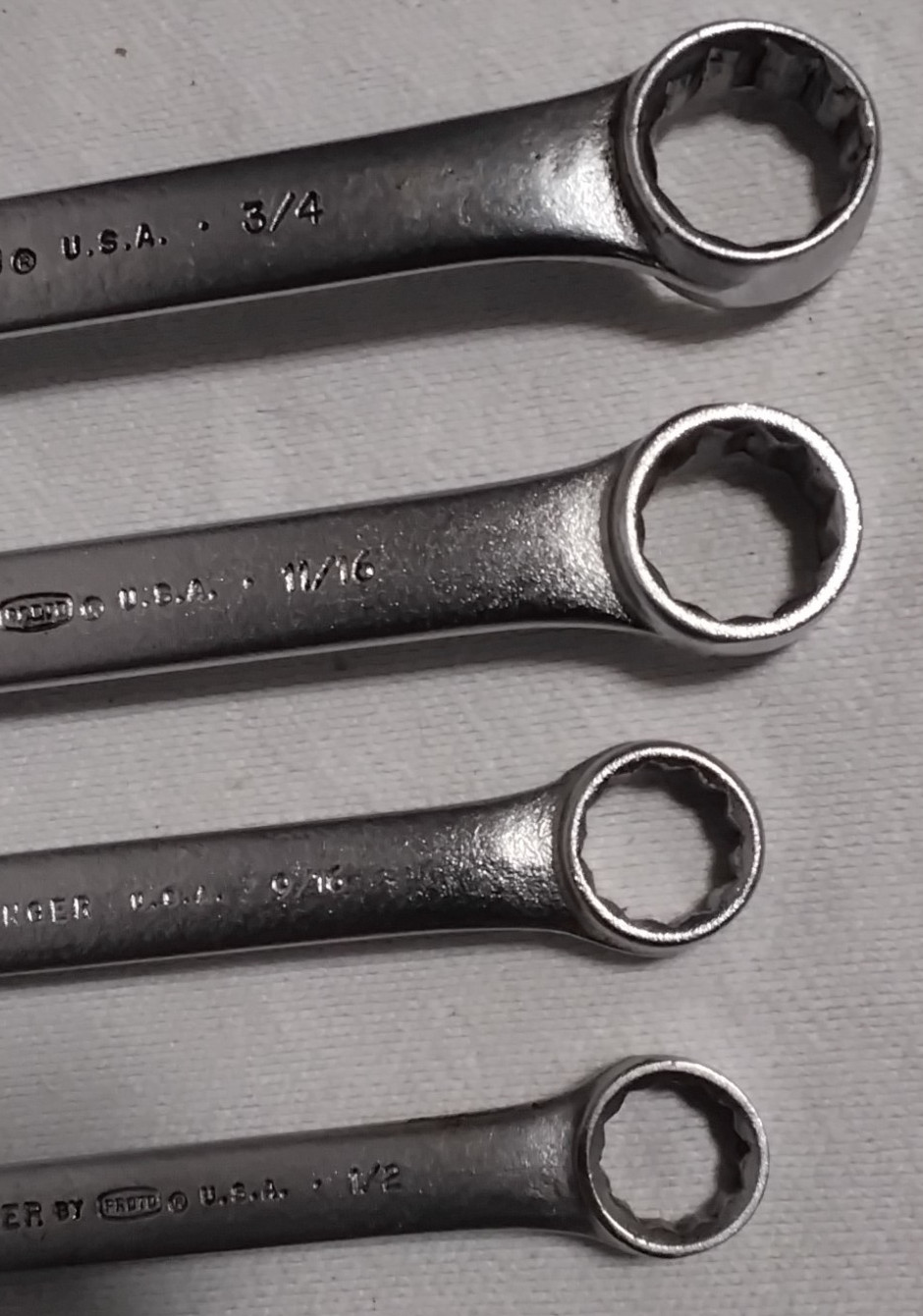 (4) Proto Challenger SAE Combination Wrench Set LOT 6116 6118 6122 6124 USA