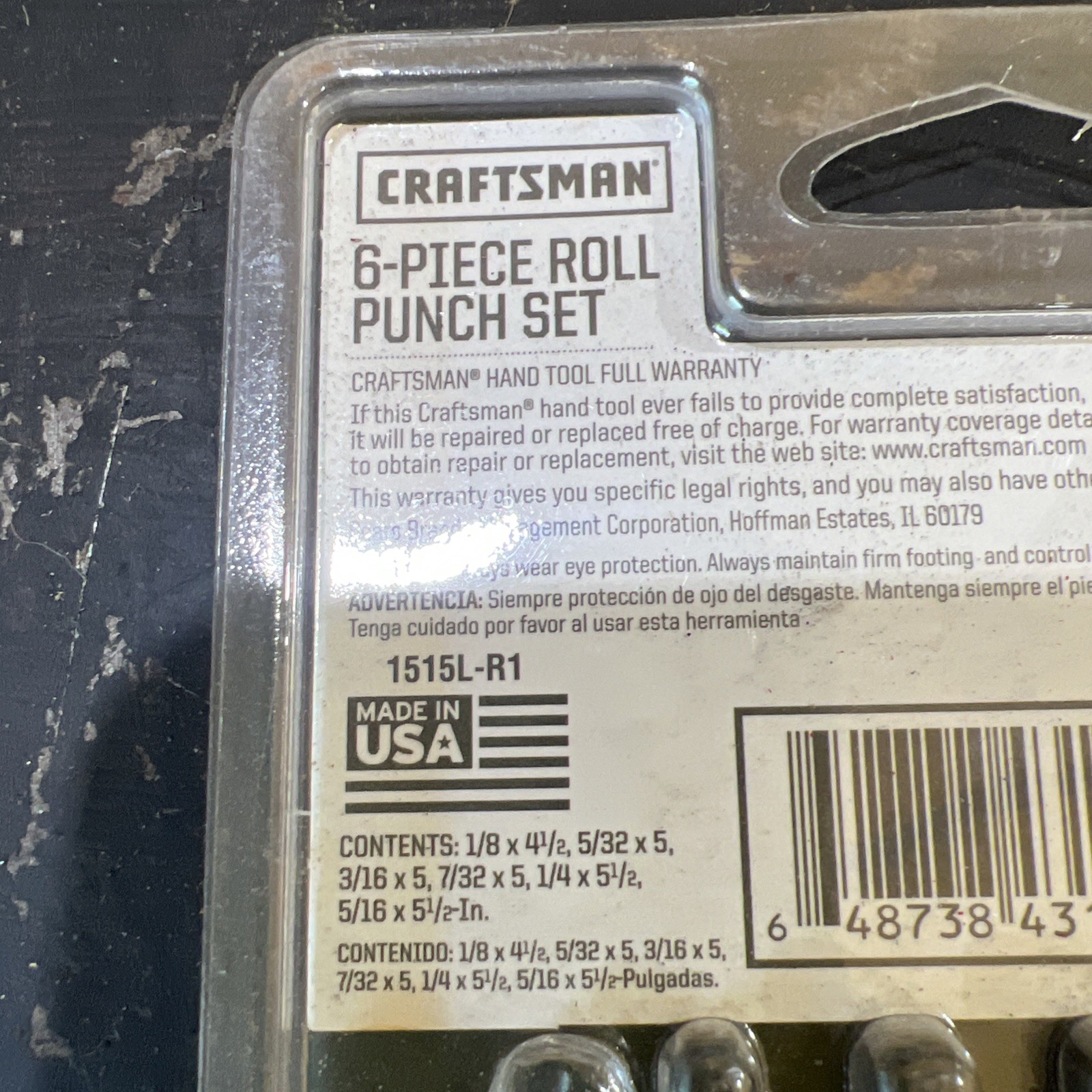 NOS SEARS Craftsman USA 6pc Roll Pin Punch Set Gunsmith Western Forge 43167