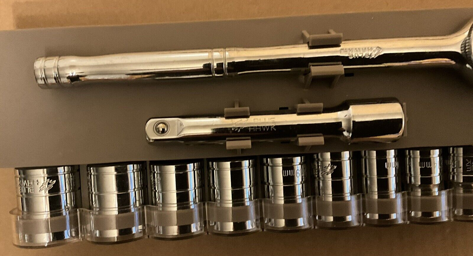 Blue Hawk Chrome Plated 1/2 Inch Drive Metric 6pt Socket Set Brand New 12pc
