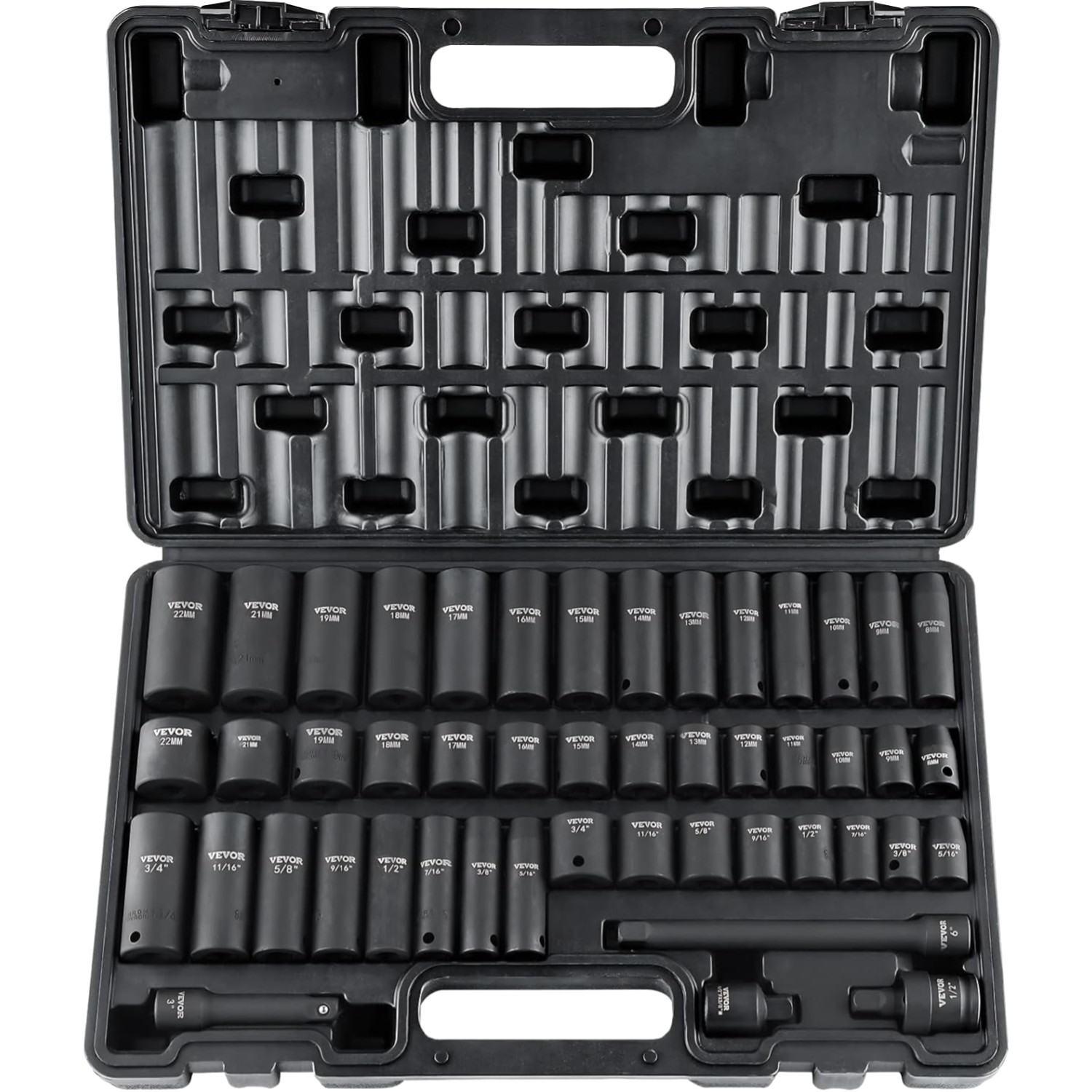 Impact Socket Set 3/8 Drive 48-Piece – Deep & Shallow, CR-V Alloy Steel