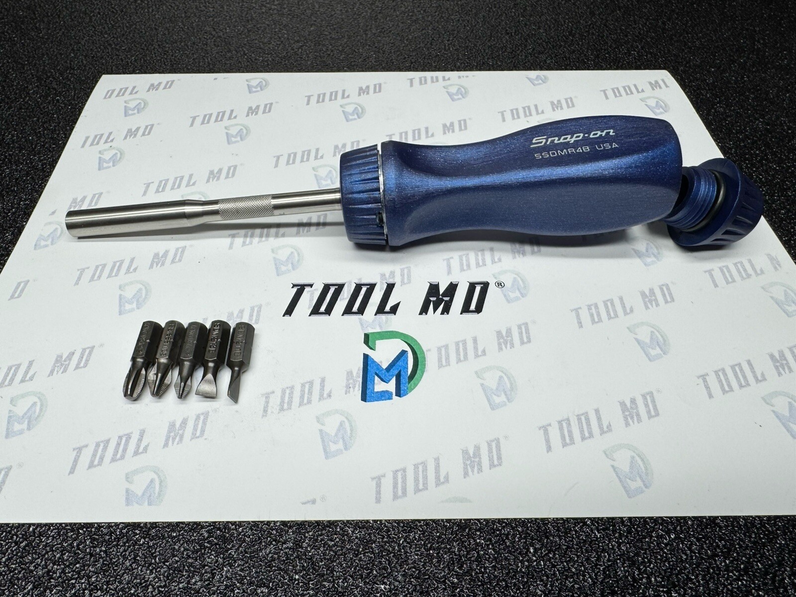 Snap-on Tools NEW POWER BLUE Hard Handle Ratcheting Screwdriver w/Bits SSDMR4B