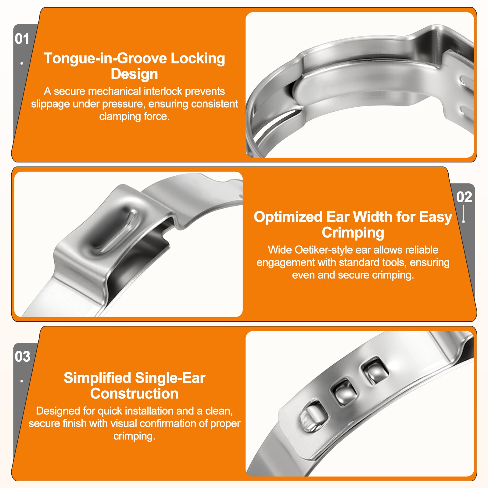 18 Packs 304 Stainless Steel Single Ear Hose Clamps, Working Range 28.4-31.6mm