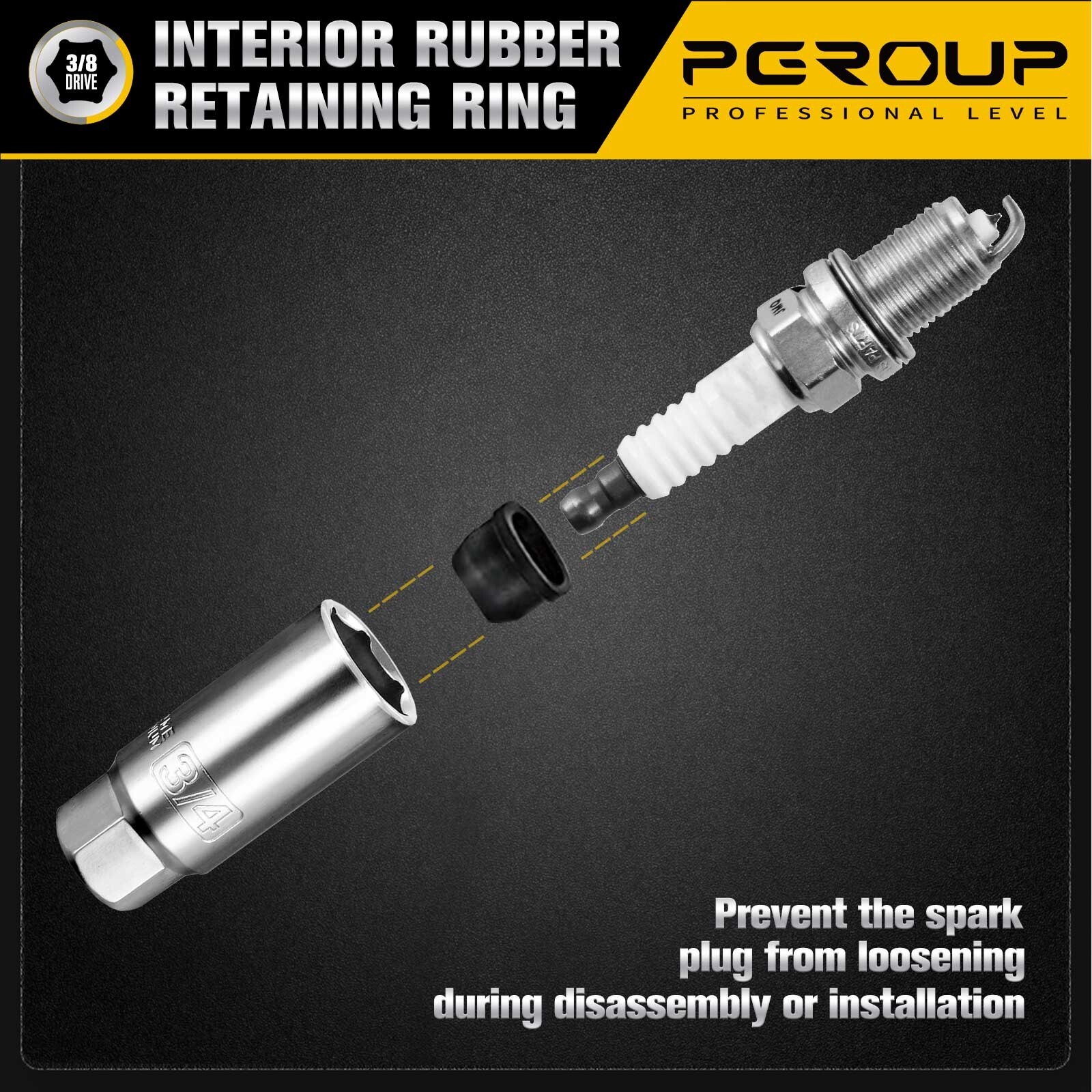 3/8″ Drive Spark Plug Socket Set, 6PCS, 6-Point, SAE and Metric, CR-V Steel