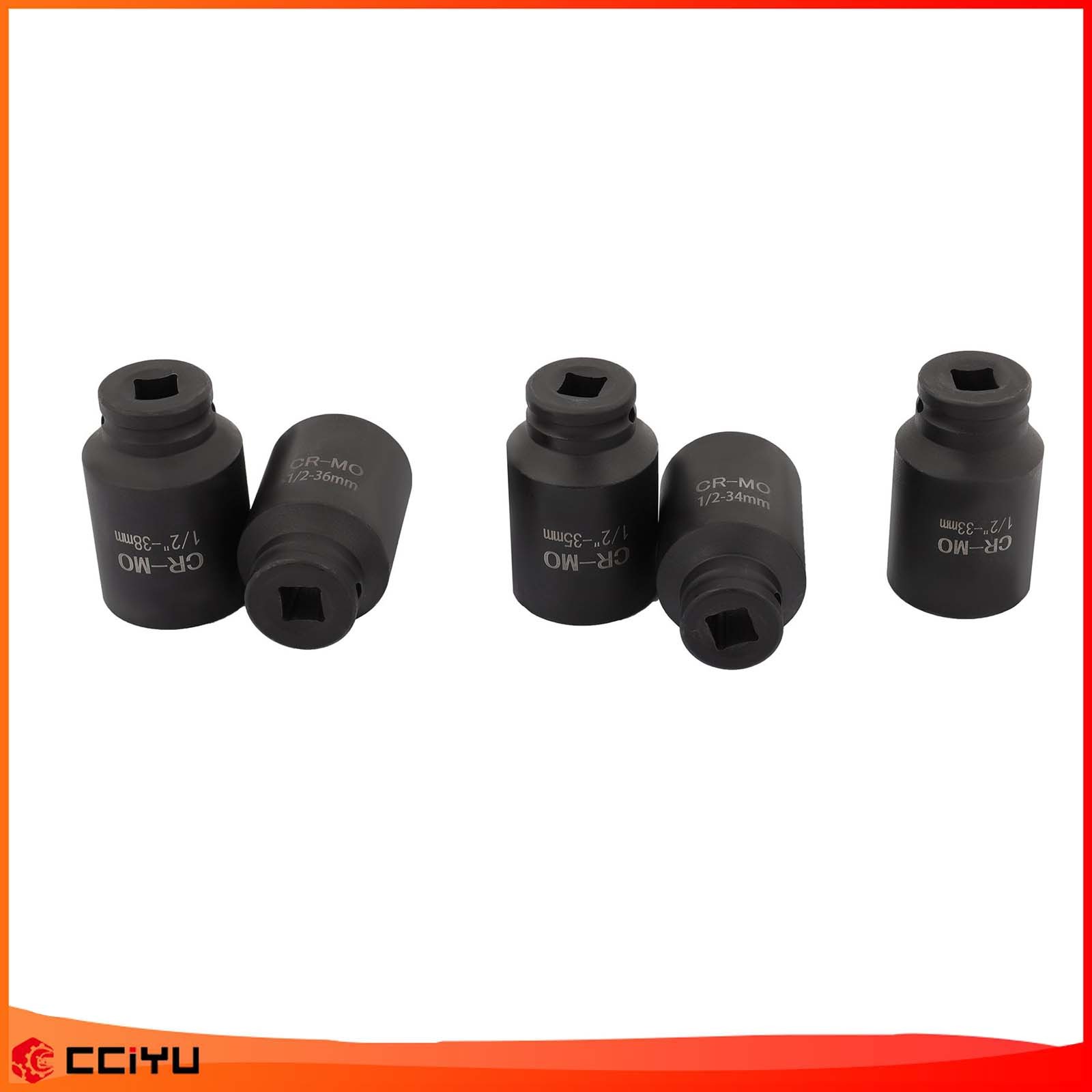 1/2″ Drive 5pc 6 Point Deep Axle Nut Socket Set for Wheel Hub Nuts 33-38mm