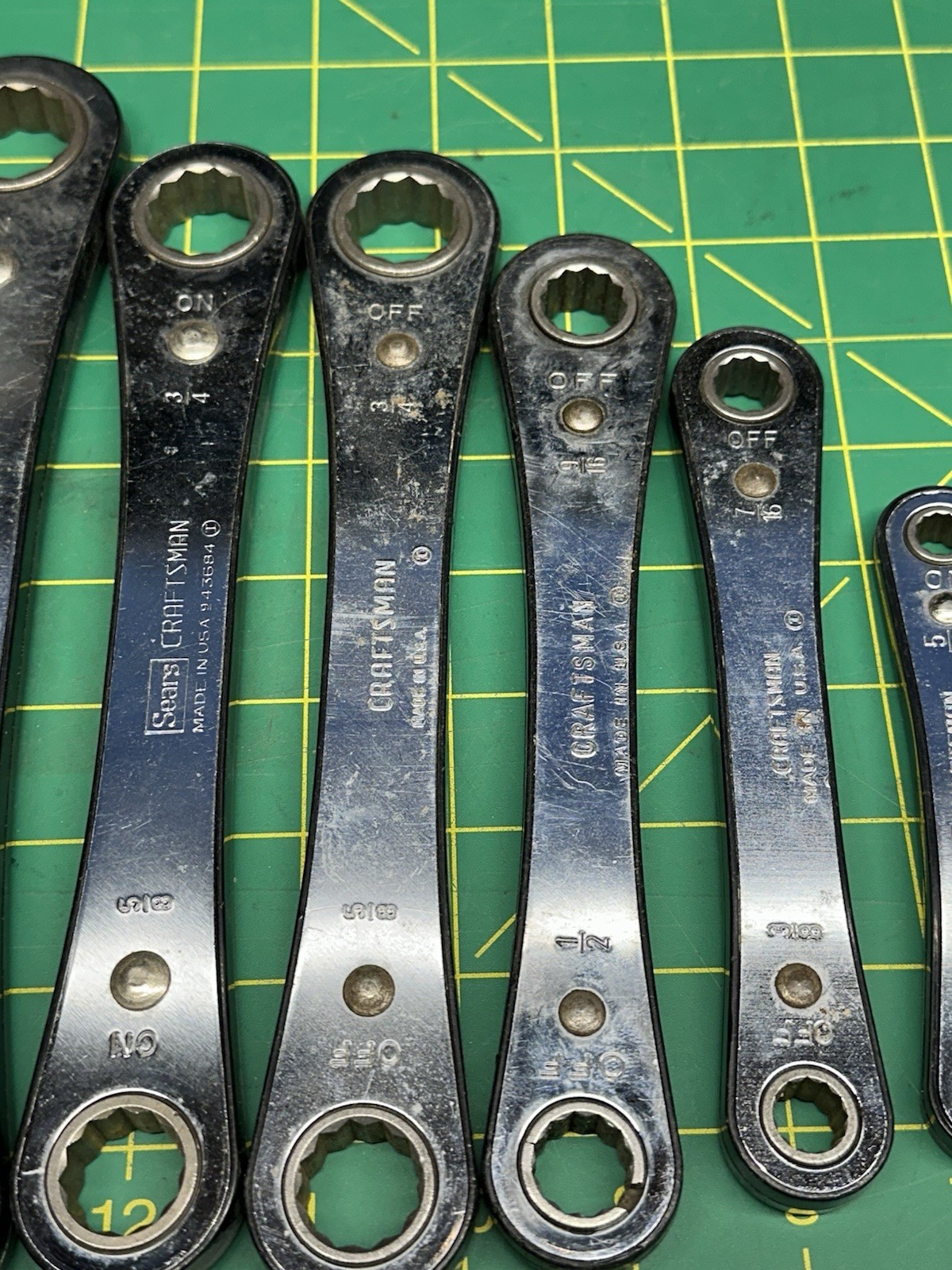 Lot Of 8 VTG Craftsman Double Box End Ratcheting Wrenches Circle «i»