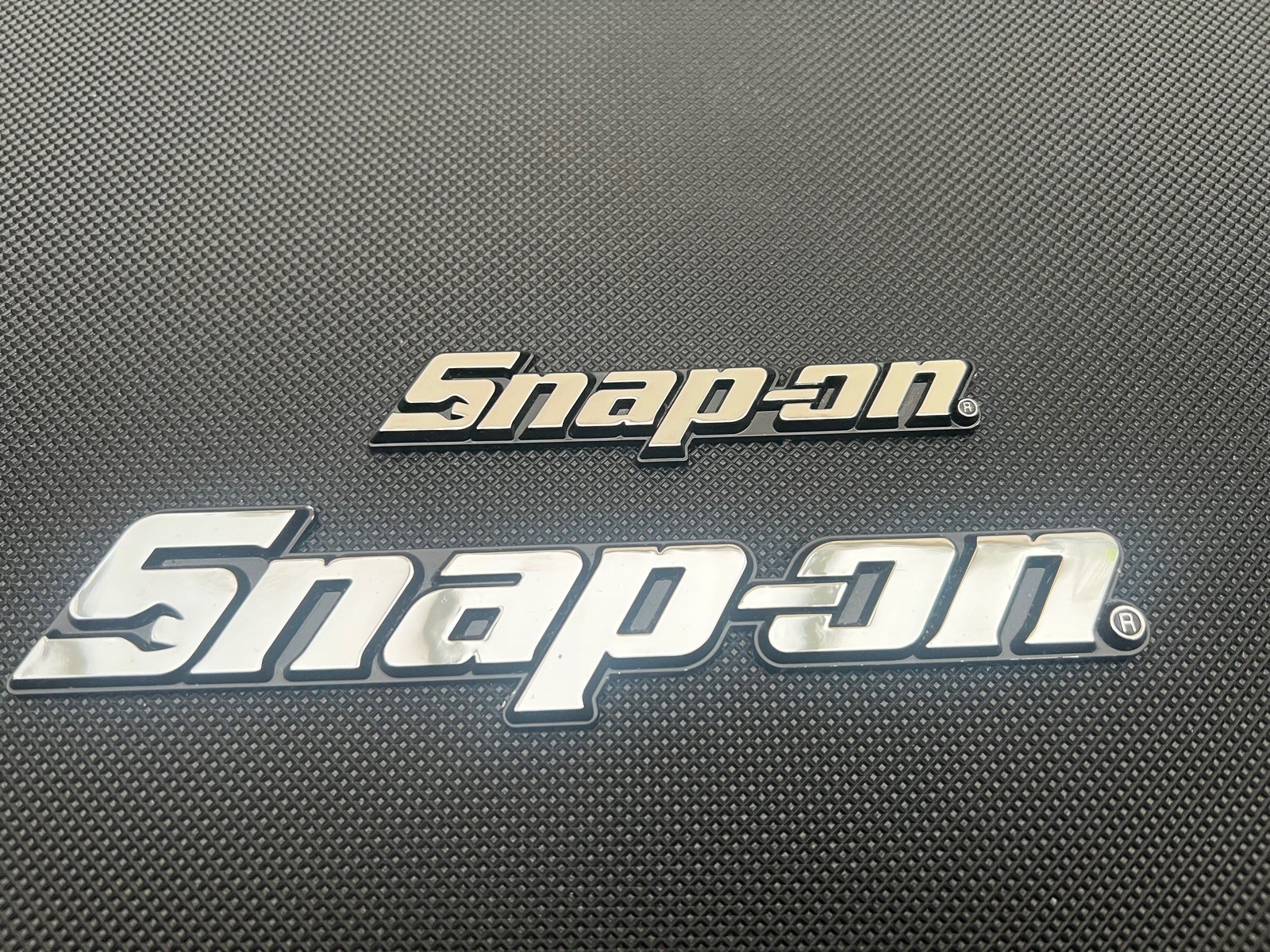 New Snap On LOGO 8” METAL Toolbox Roll Cab chrome Badge Logo Emblem Sticker .