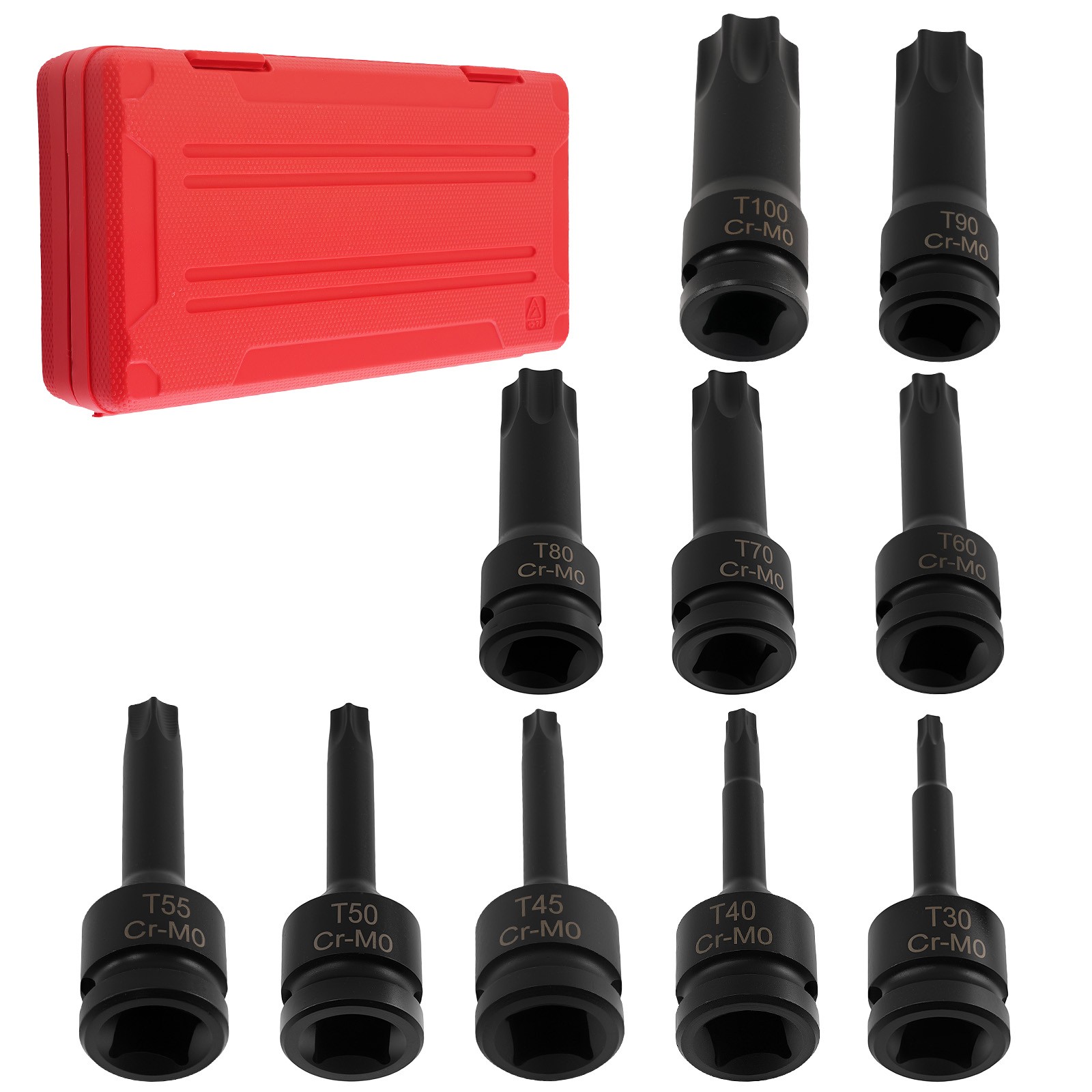 Impact Star Bit Socket Set 1/2″ T30 T40 T45 T50 T55 T60 T70 T80 T90 T100 W/Case