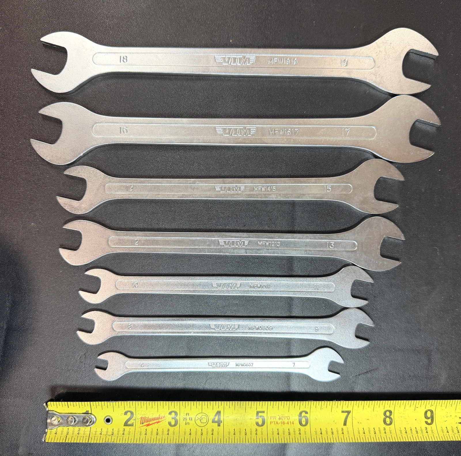 VIM Tools VIMMFW100 7-Piece Metric Flat Thin Wrench Set , 6mm to 19mm