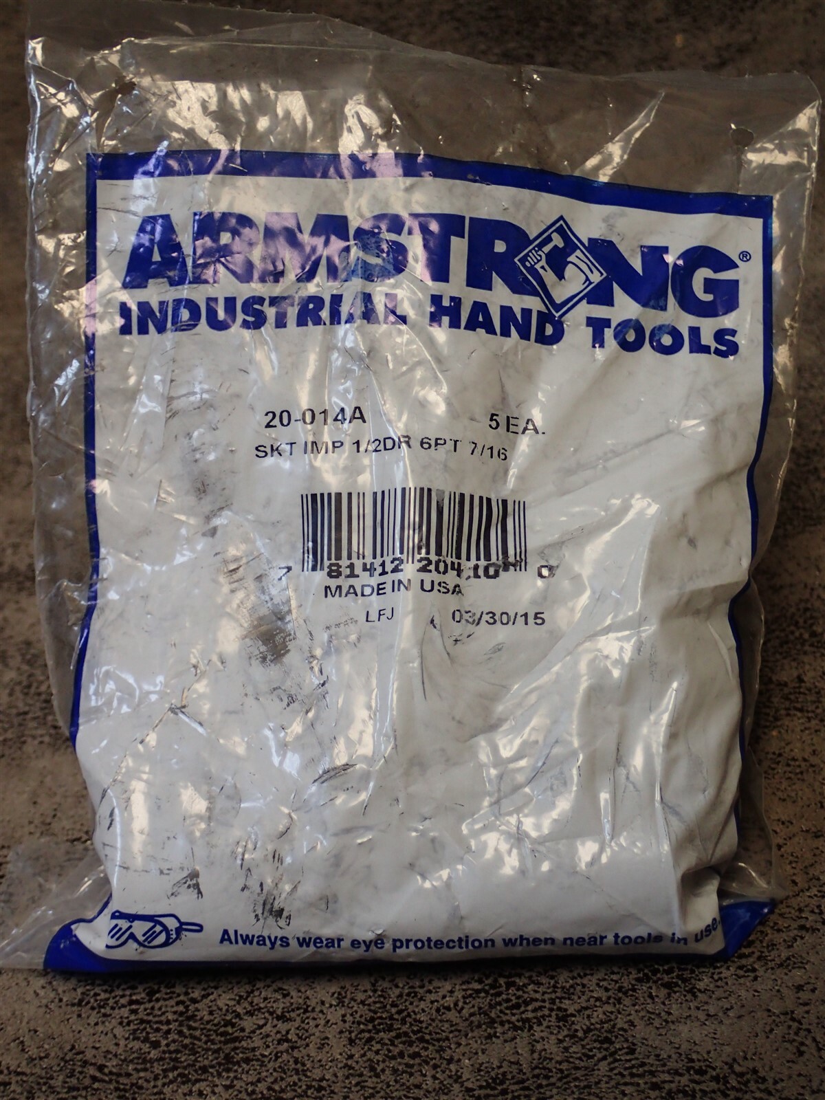 (5-pk) 20-014A Armstrong 1/2″ Drive, 7/16″ Impact Socket 6-pt (BN65)
