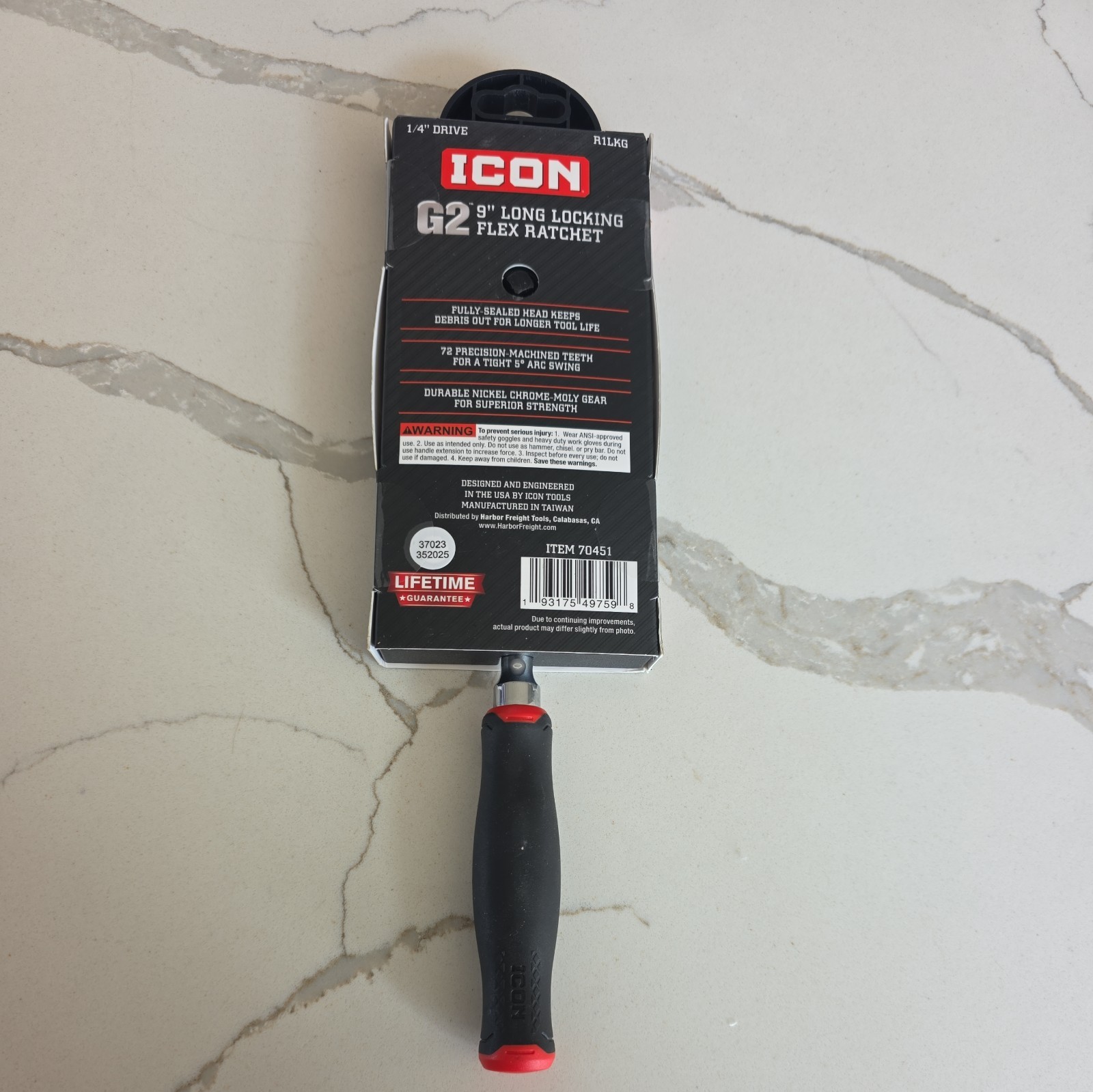 ICON R1LKG G2 9″ LONG LOCKING FLEX RATCHET 1/4 INCH DRIVE