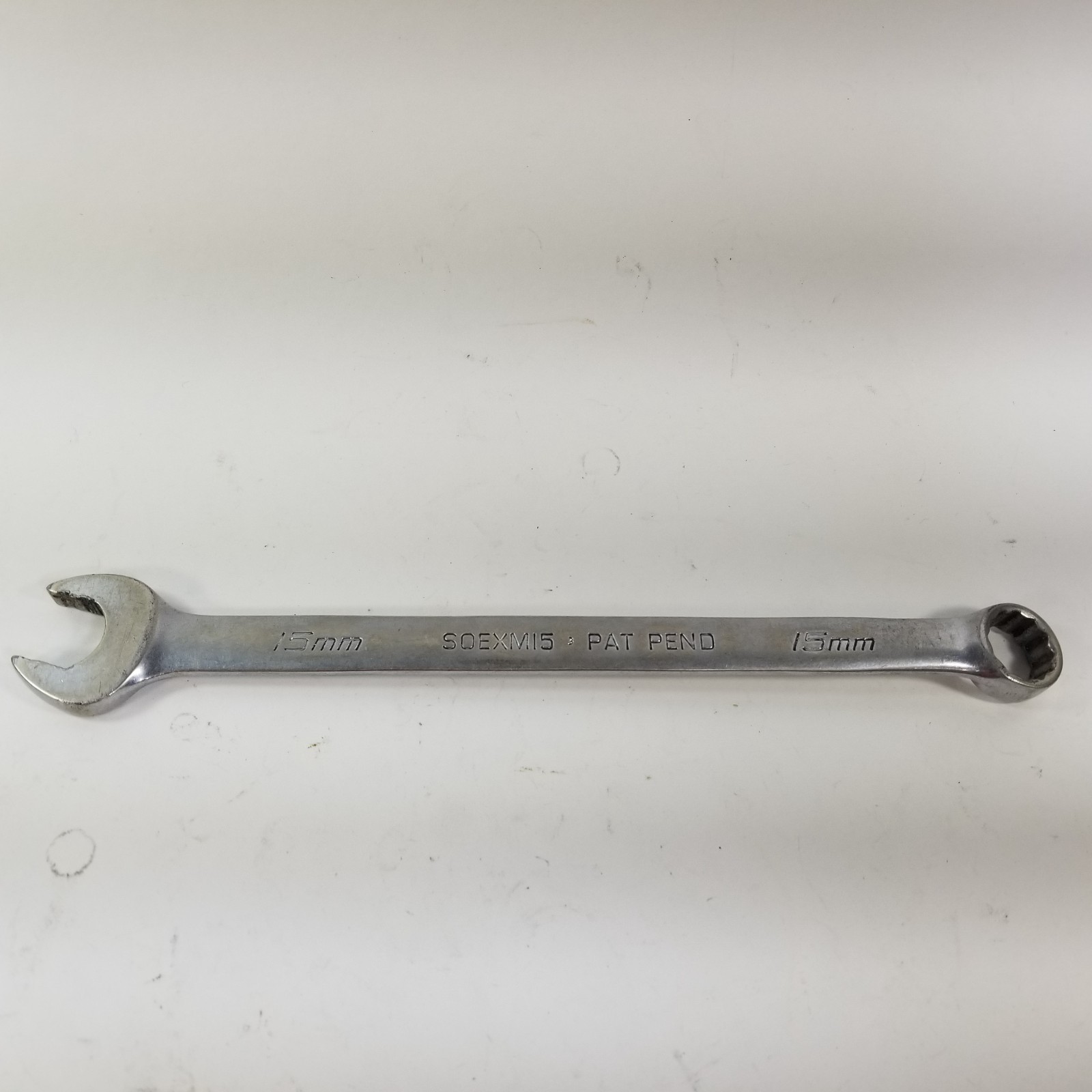 Snap On USA 15MM 12PT Metric Flank Drive Plus Chrome Combination Wrench SOEXM15