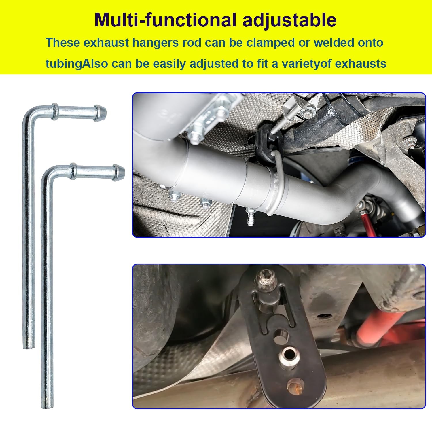 Universal Adjustable Exhaust Hanger, 2 & 4 Holes, 12 PCS, 90° Bend, 0.47″