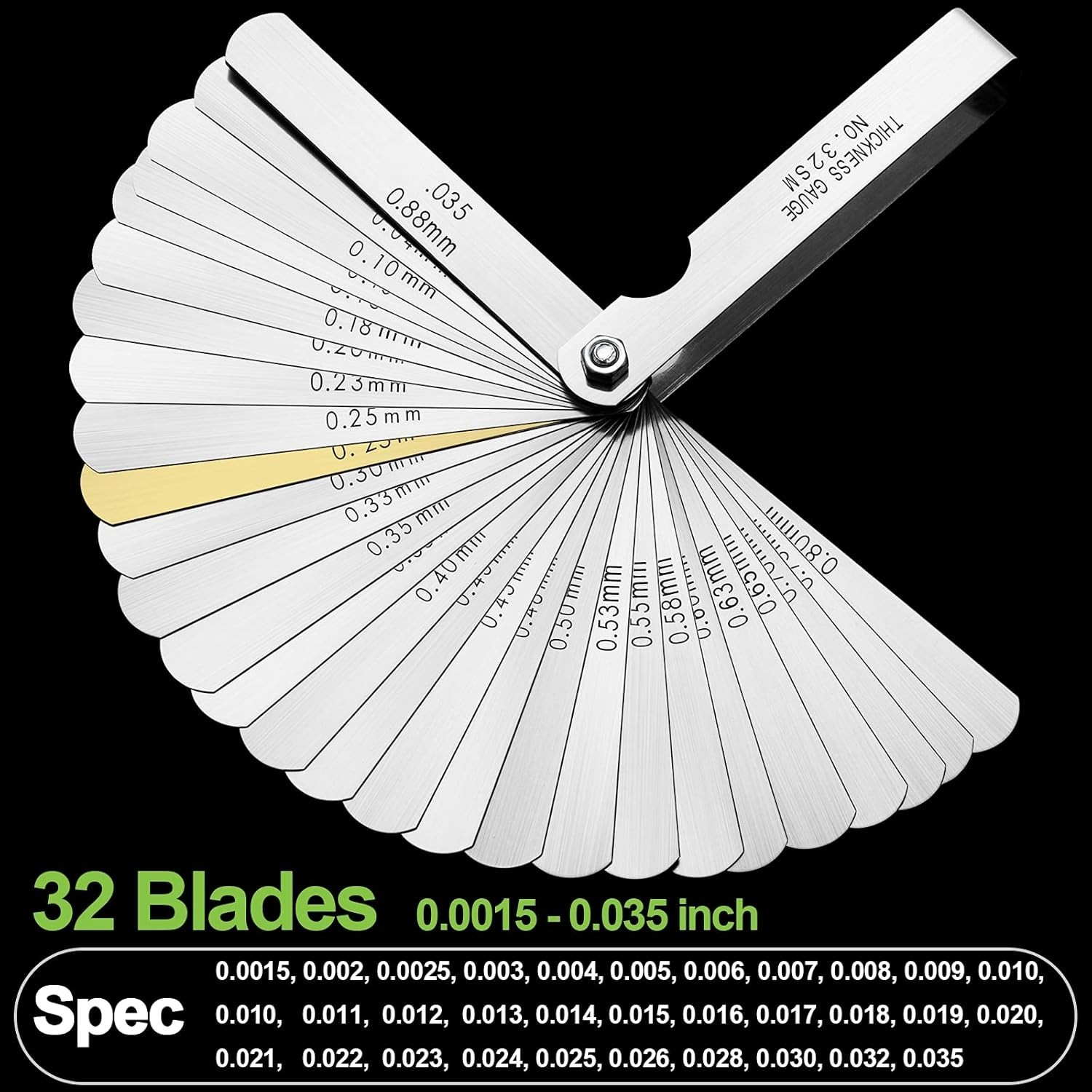 Universal Feeler Gauge Set Stainless Steel Thickness Gauge 32 Blades