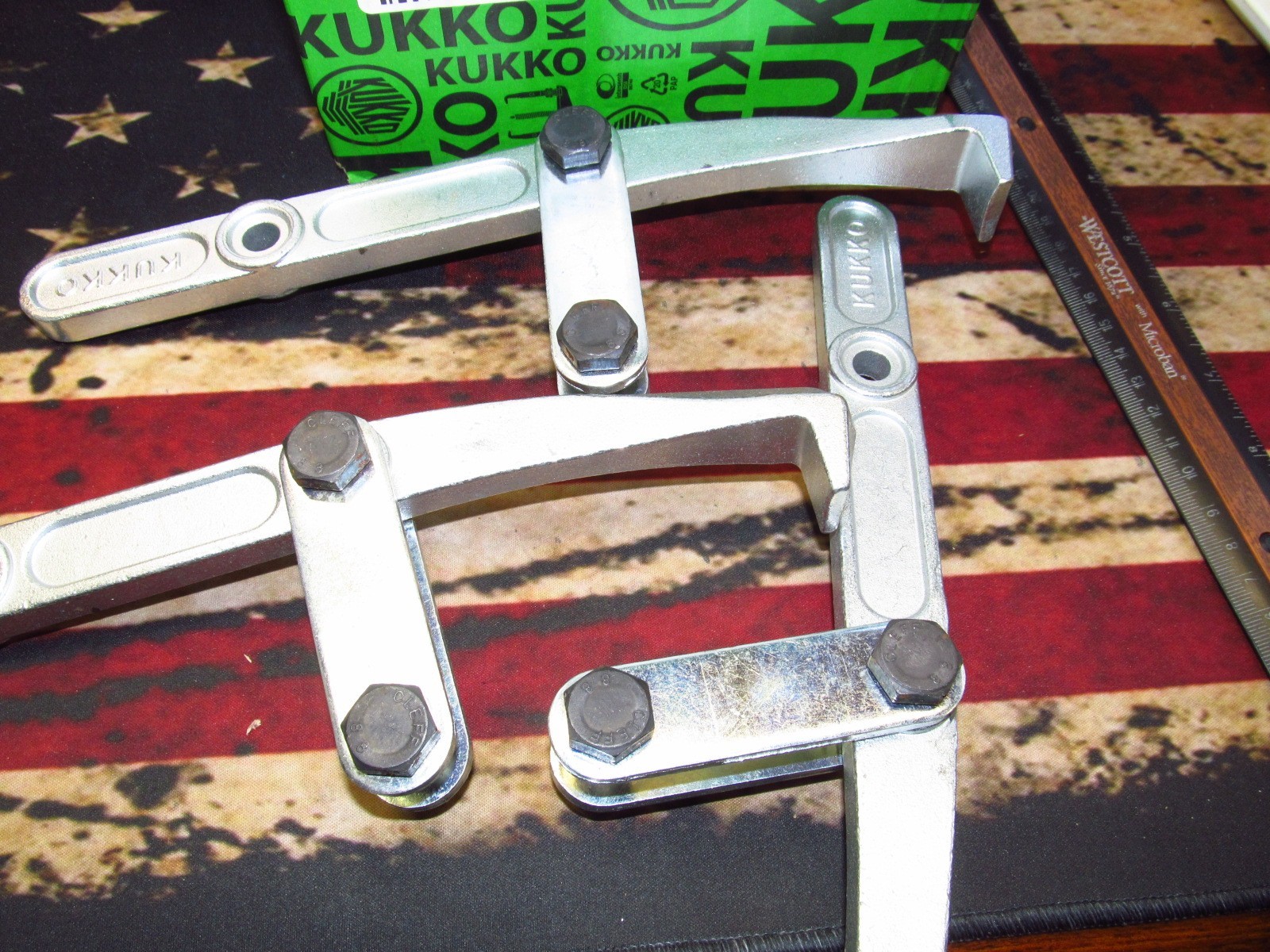 Kukko Set of 3 Puller Legs w/Connecting Bars & Bolts – For Kukko 3-Jaw Pullers