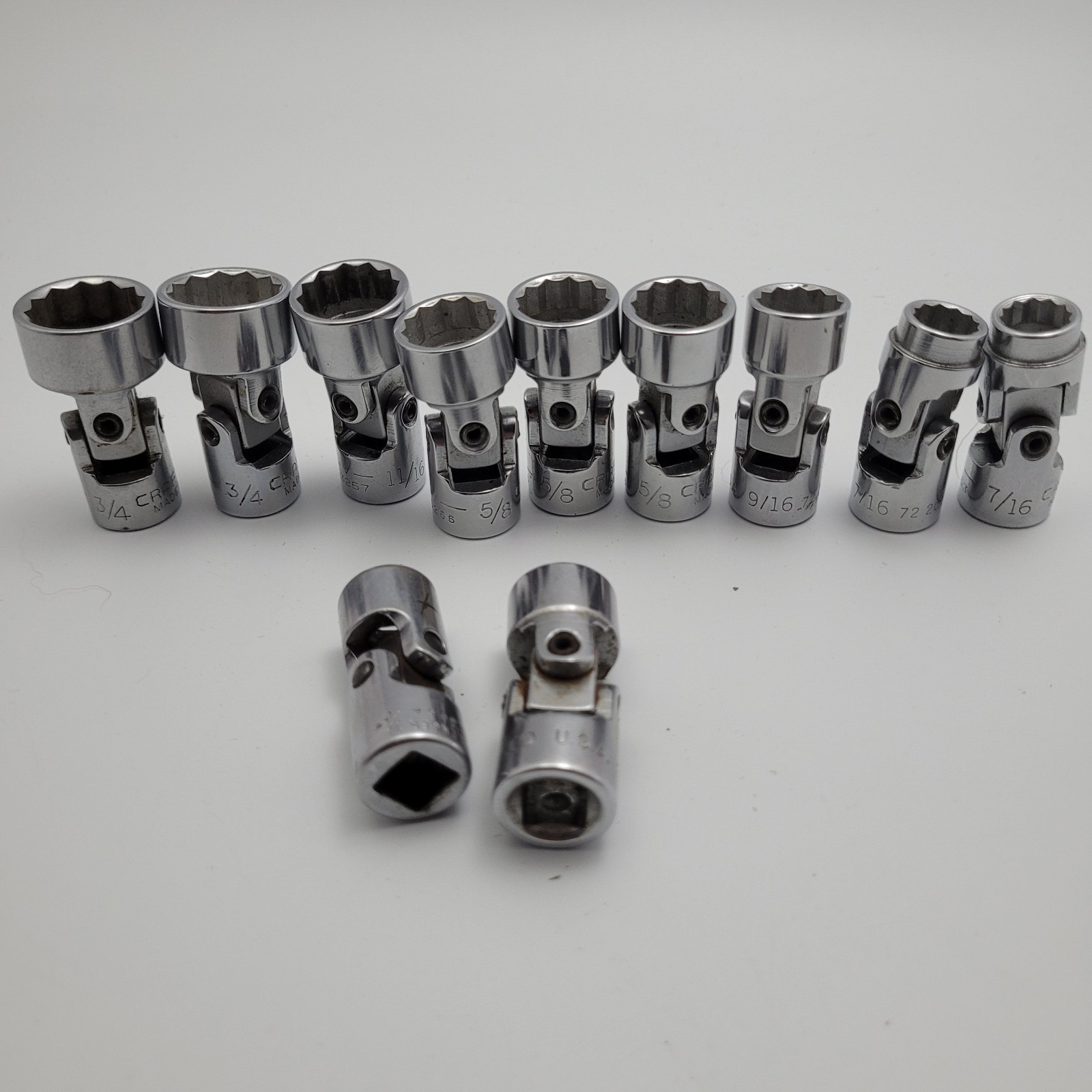 Vintage Craftsman Challenger Easco Swivel Socket 11pc Mixed Lot 3/8″ Drive USA