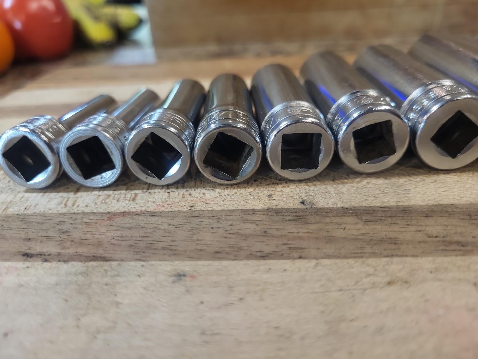 Snap-On 11 Pc. 3/8″ Dr. 6 Pt. SAE Deep Socket Set 211SFS. VGUC 🔥 🇺🇸