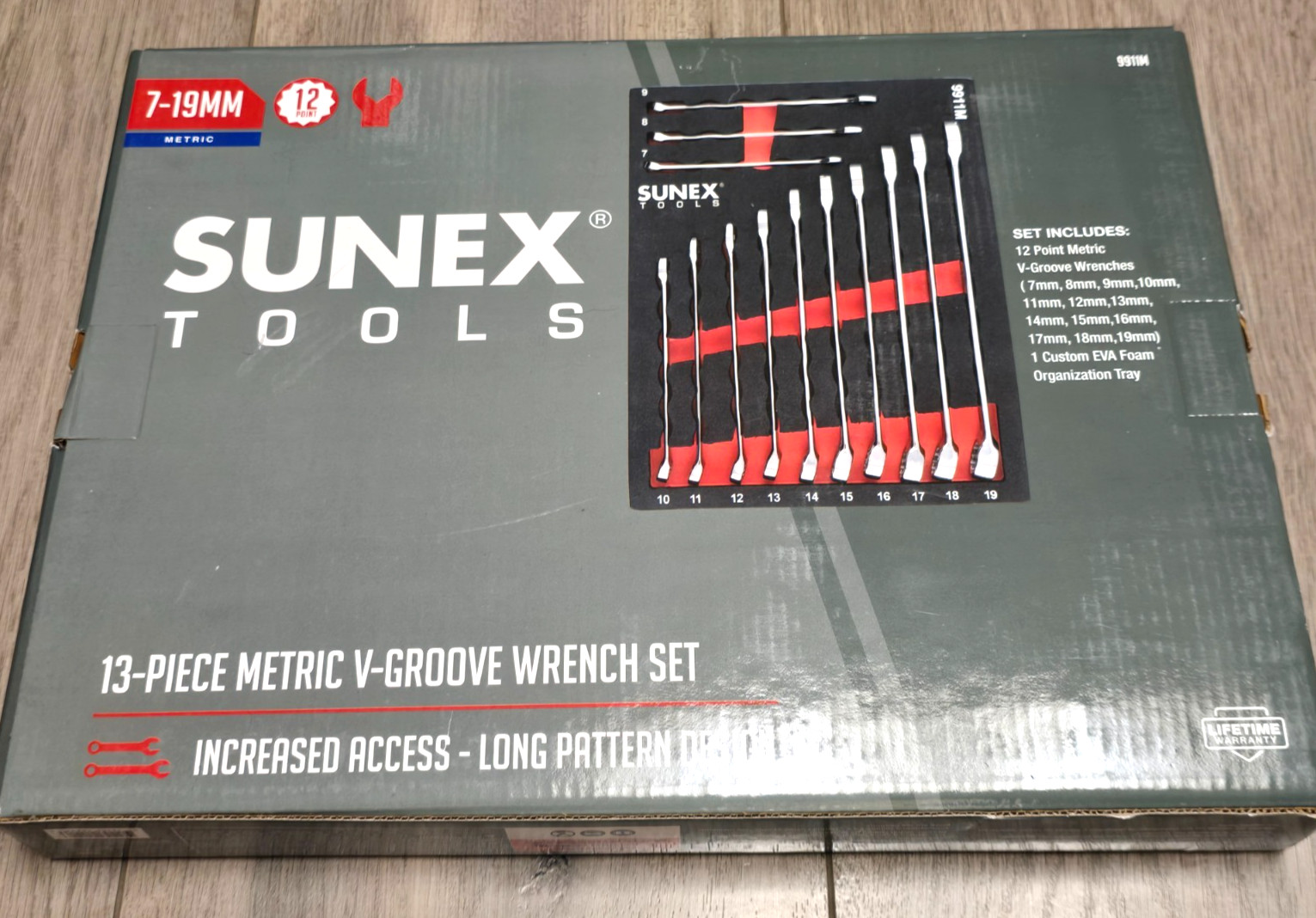 Sunex Tools 9911M, 13pc Master Metric Full Polish Combo Wrench Set w/Foam Tray