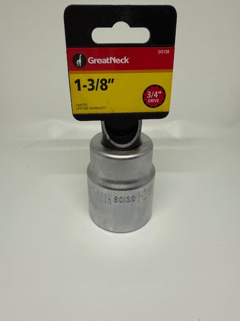 GreatNeck 3/4 Drive 12 Point Socket – 1 3/8 Inch Chrome Vanadium Steel
