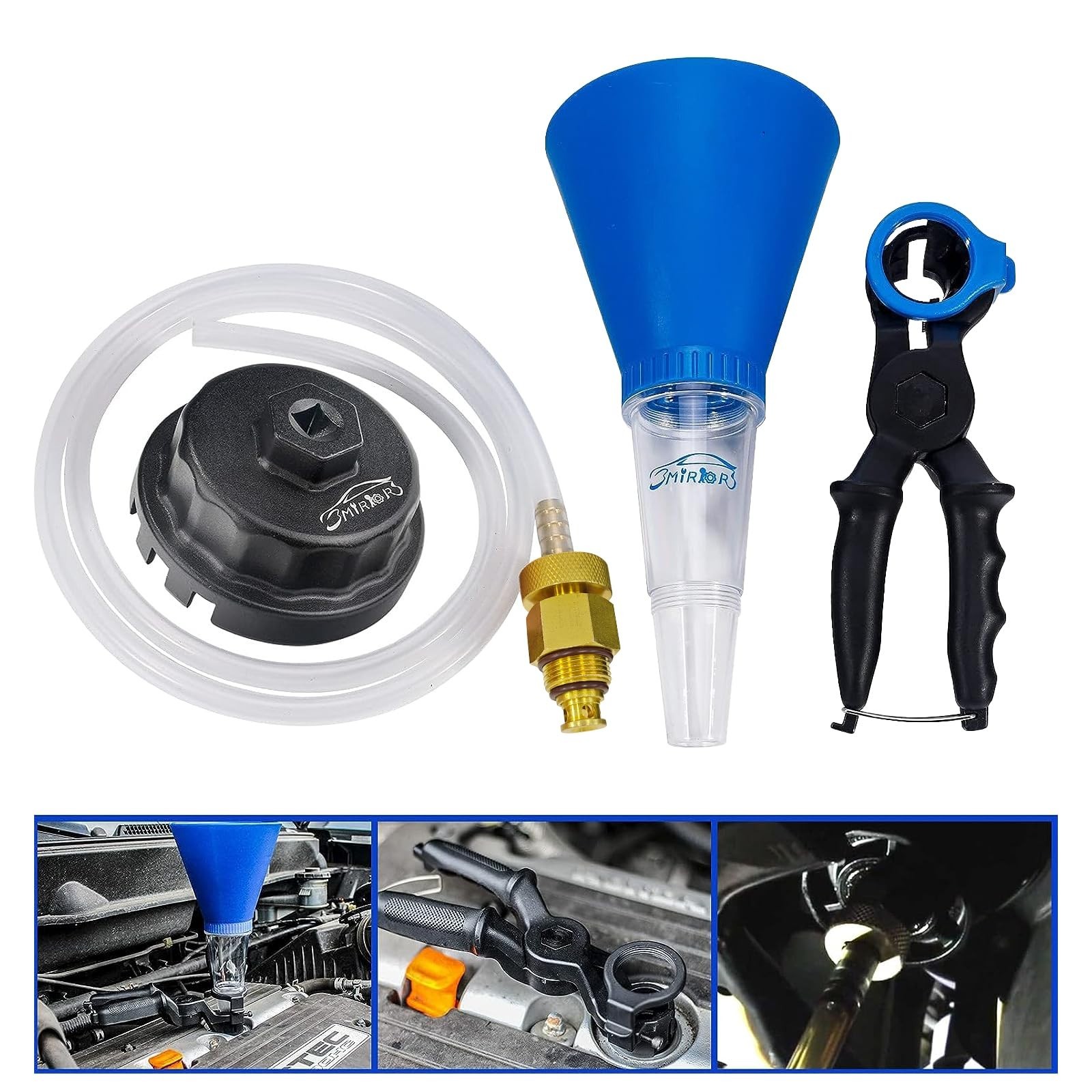 Oil Filter Wrench Set, Engine Oil Funnel & Drain Hose for Toyota Lexus 2.0L-5.7L