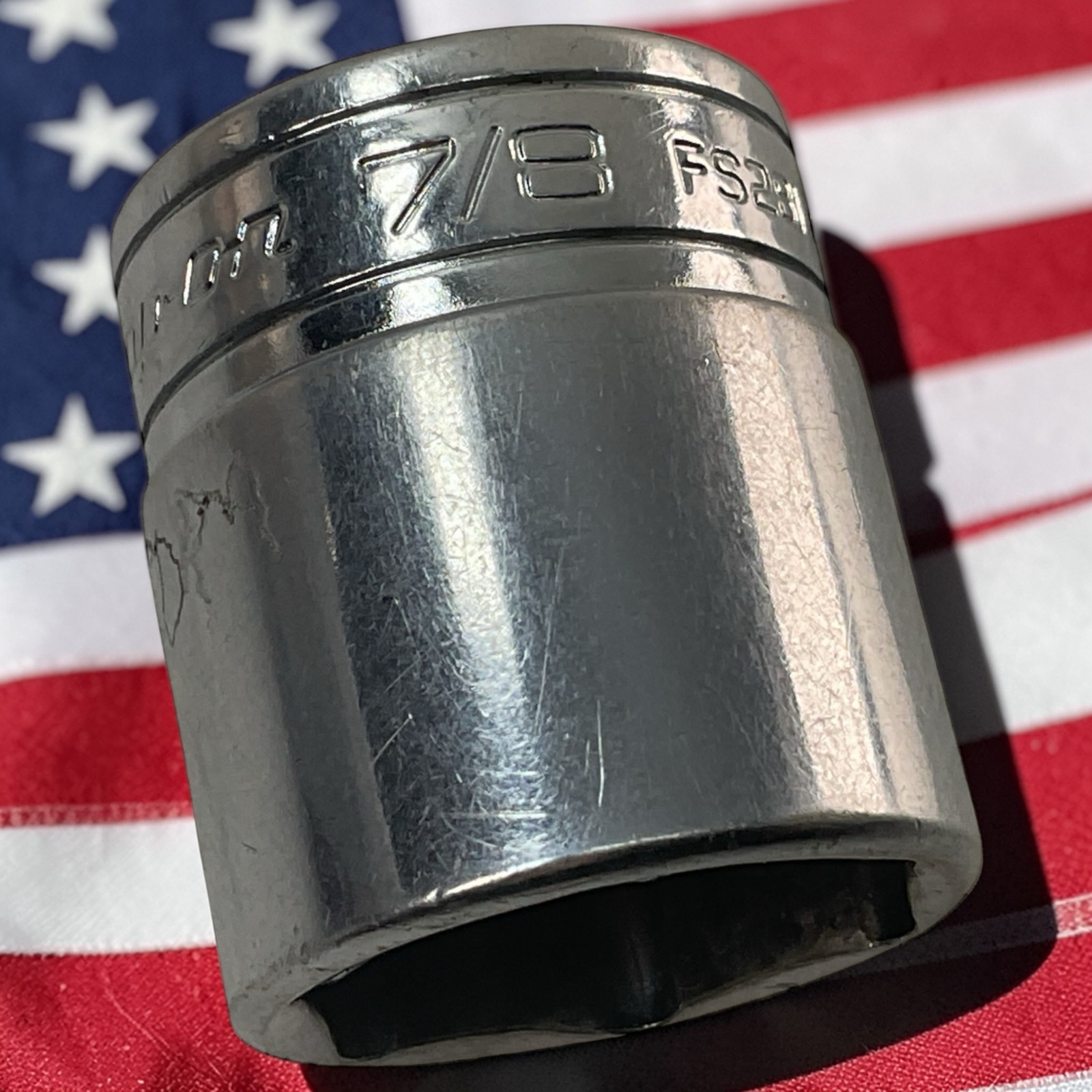 Snap-On Shallow Socket 7/8″ FS281 3/8″ Drive 6 Pt Chrome As Pictured Mech Tool