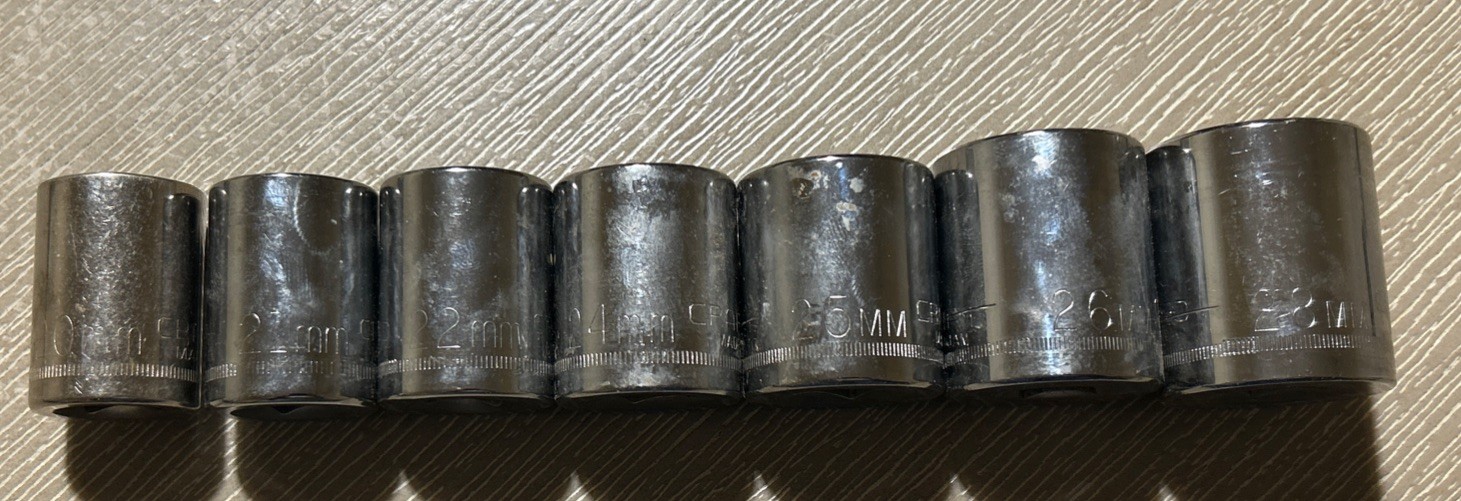 Vintage Craftsman -G- 1/2” Drive 7pc Metric Socket Set 20mm-28mm -USA