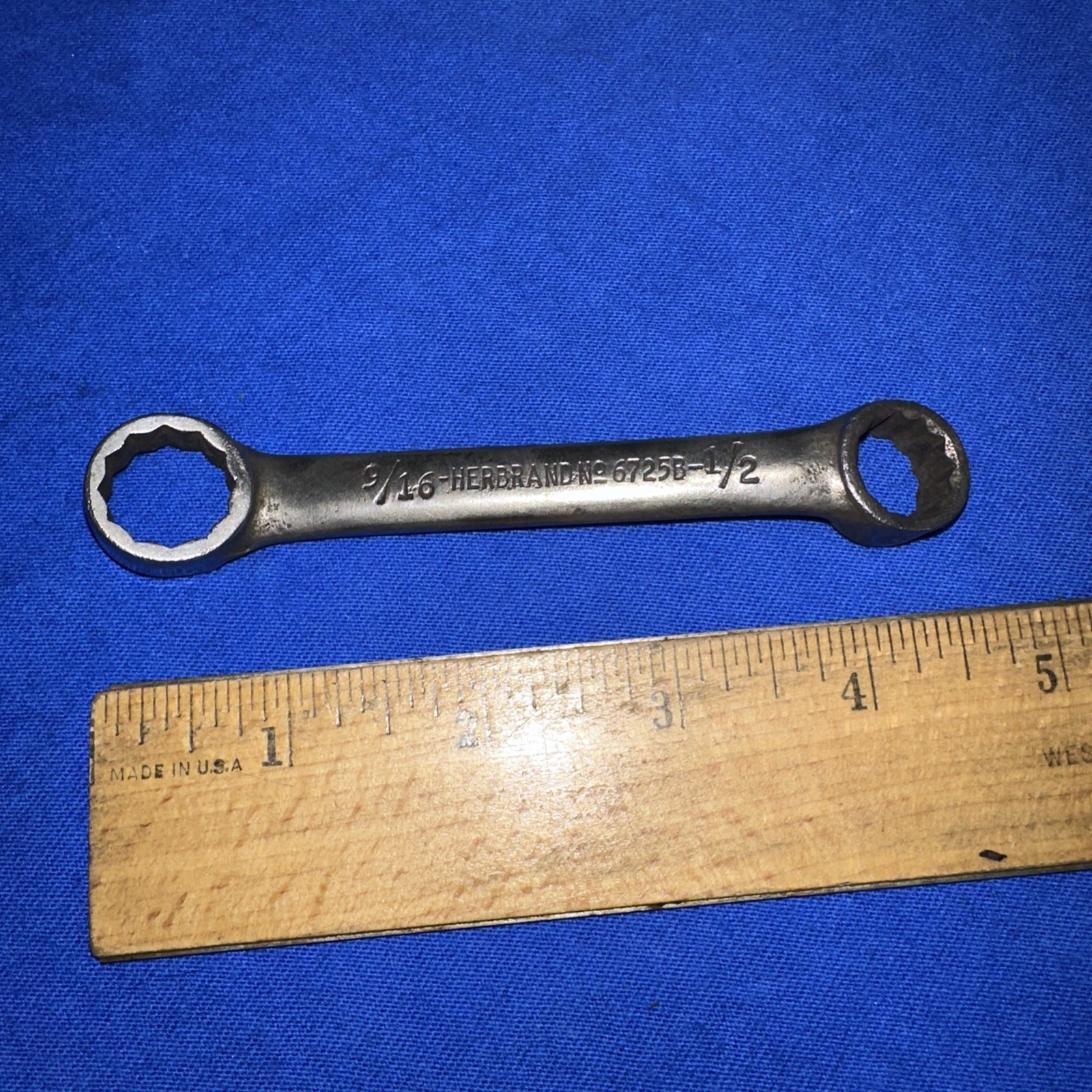 Herbrand Offset Dual Box End Wrench 1/2″ & 9/16″ 6725B Used 4.5 Inch