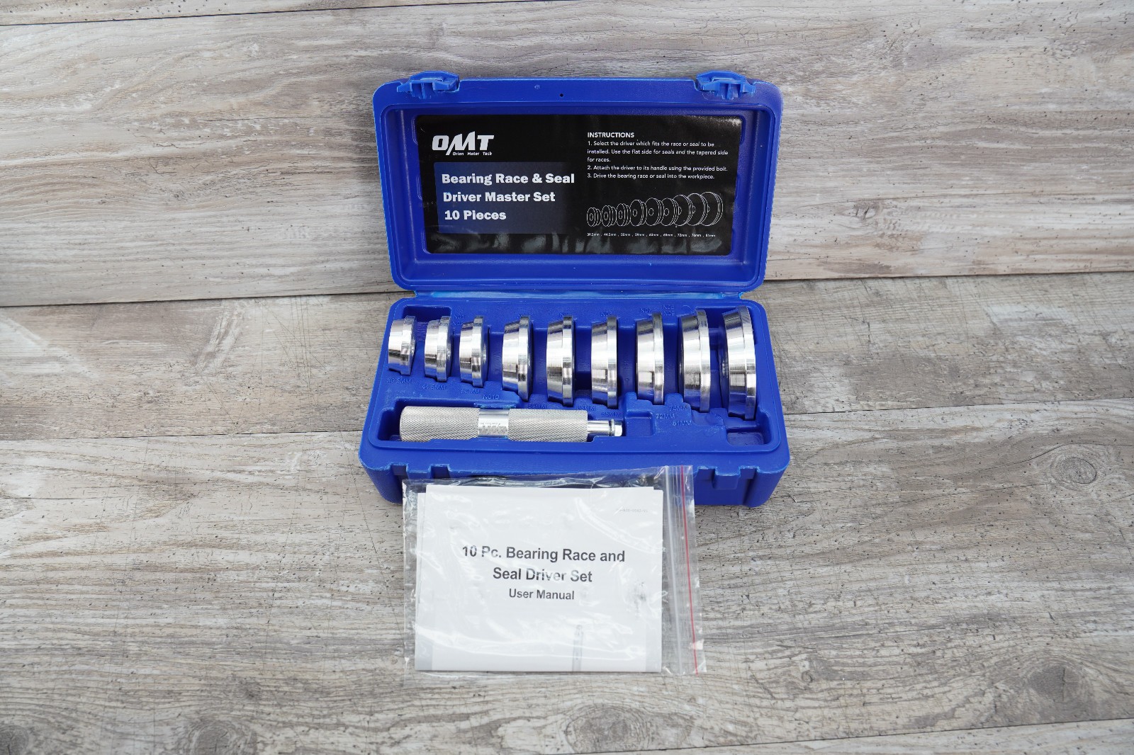 10pc Bearing Race and Seal Driver Set with Adapters for Bearing Installation