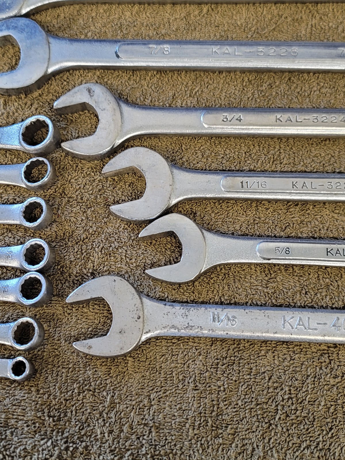 16 KAL Sae Combination Wrench Set 1-1/2 1-1/8 1″ 15/16 7/8 3/4 11/16 5/8 1/2 USA