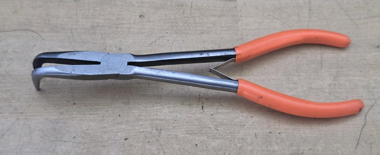 Cornwell Tools CPL1235-10″ Long 90° Bent Tip Orange Soft Grip Needle Nose Pliers