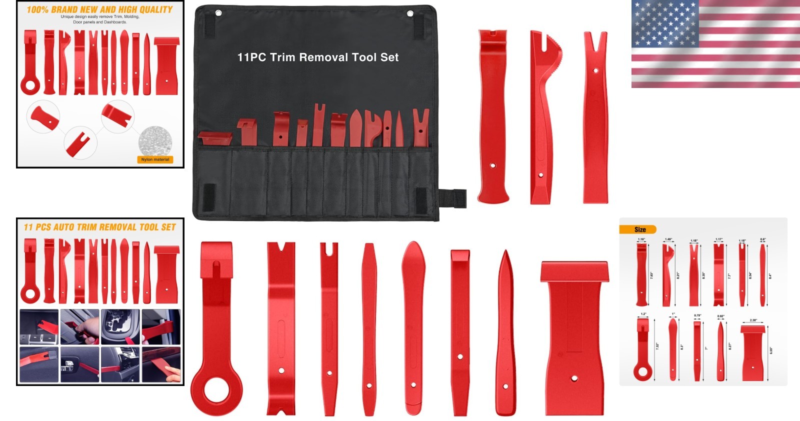 11PCS Car Trim Removal Tool Kit – Red