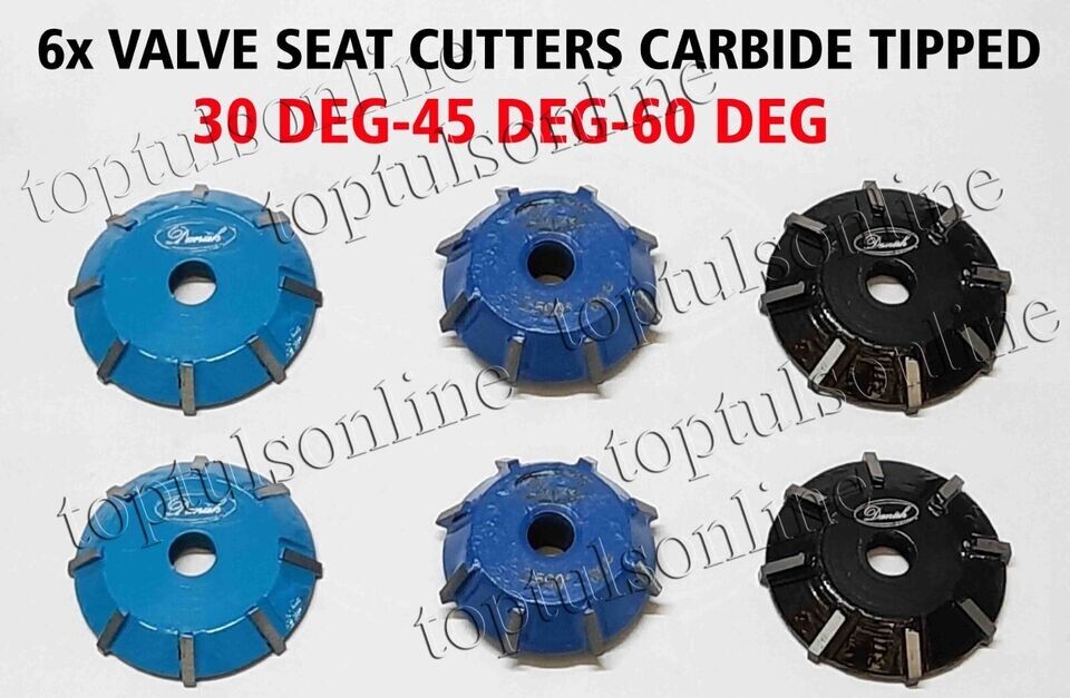 6x VALVE SEAT CUTTER KIT 1.780″-1.480″ 30-45-60 DEG CARBIDE TIPPED TARRIF PAID