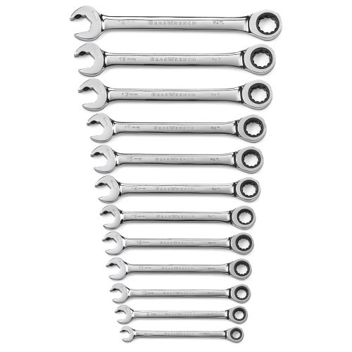 GearWrench 85597 Open End Ratcheting Metric Wrench Set, 12 Pieces