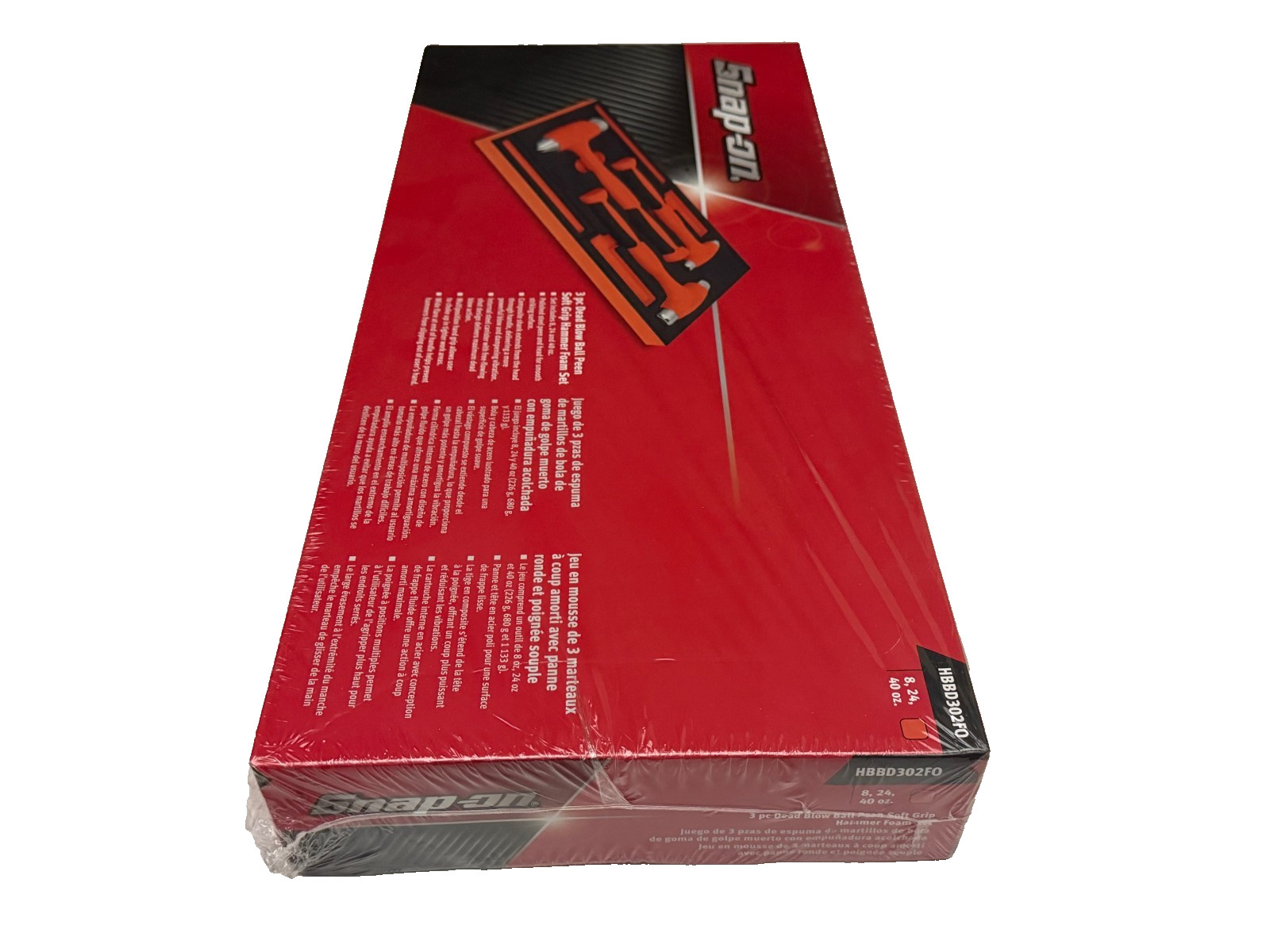 Snap On Orange 8 24 40oz 3pc Dead Blow Ball Peen Soft Grip Hammer Foam Set