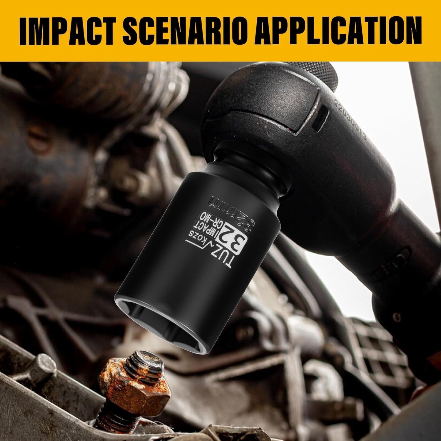 Professional 1/2 Drive 32mm Impact Socket – Enhanced Torque & Slip Resistance