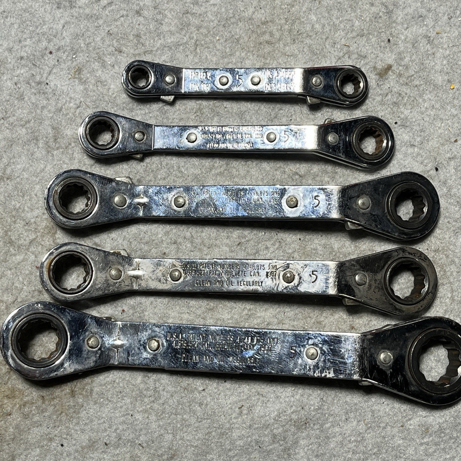Blue Point by Snap-on Metric Offset Ratcheting Box Wrench 5 pc Set RYAM78 7-17mm