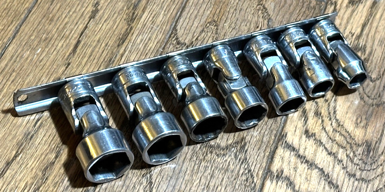 🇺🇸 Snap On Tools Swivel 3/8″ Drive Universal Socket Set Lot SAE Wobble 6PT