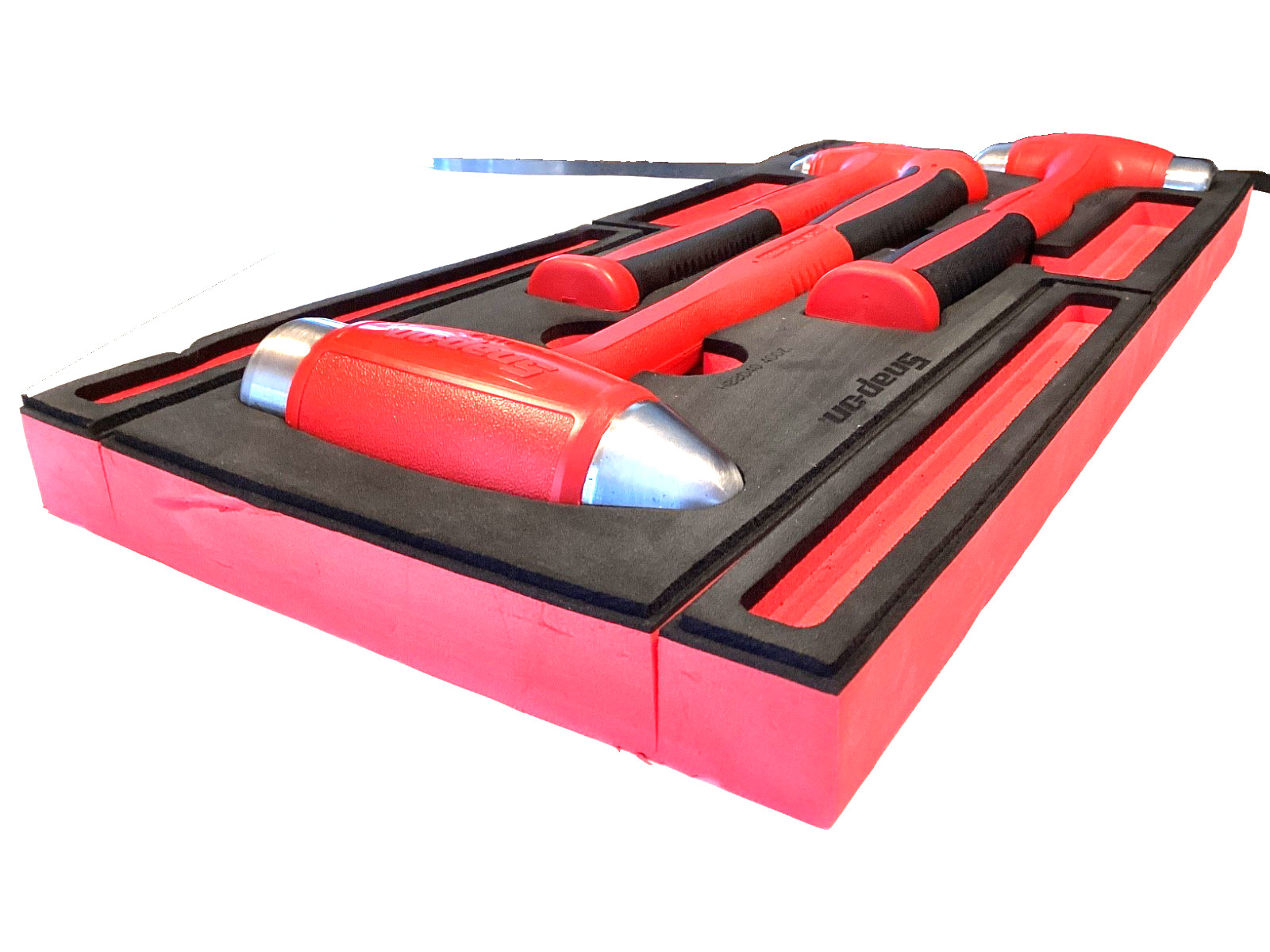 Snap On 3 Piece RED Soft Grip Ball Peen Dead Blow Hammer Set FOAM Tray HBBD302FR
