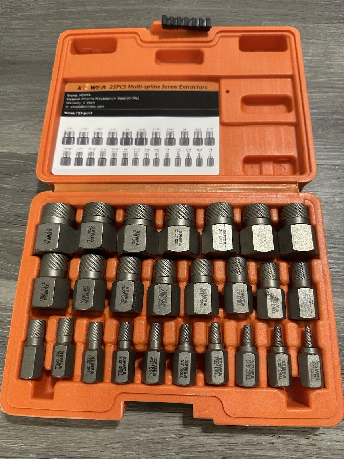 XEWEA 25-Piece Screw Extractor Set – Heavy Duty Multi-Spline Bolt Remover Kit