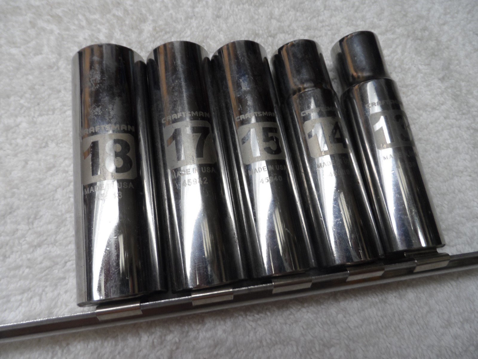 Craftsman 1/2″ Drive Metric MM Deep Socket Set 12pt, NOS USA 5 pcs (laser rail)