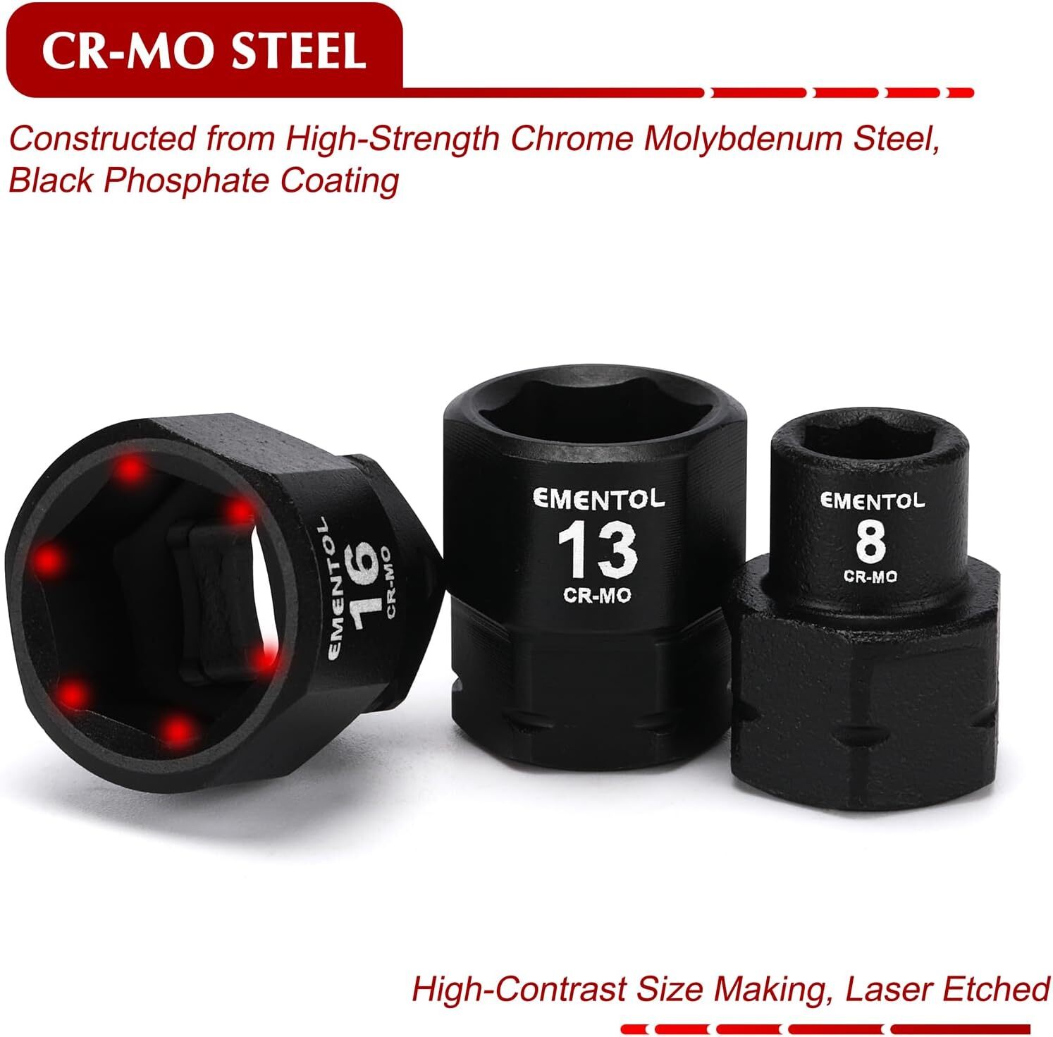 14PCS 3/8″ Drive Low Profile Nano Impact Socket Set Metric, 6mm-19mm, CR-MO