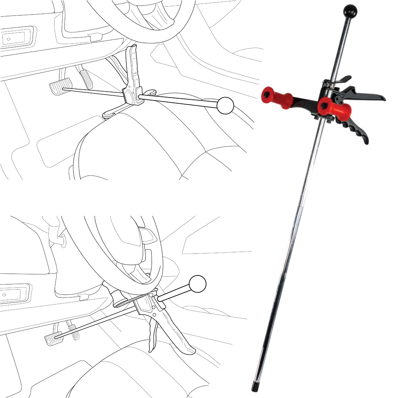 AutoSolo 28-Inch Adjustable Brake Pedal / Gas Pedal Depressor Tool – Universal