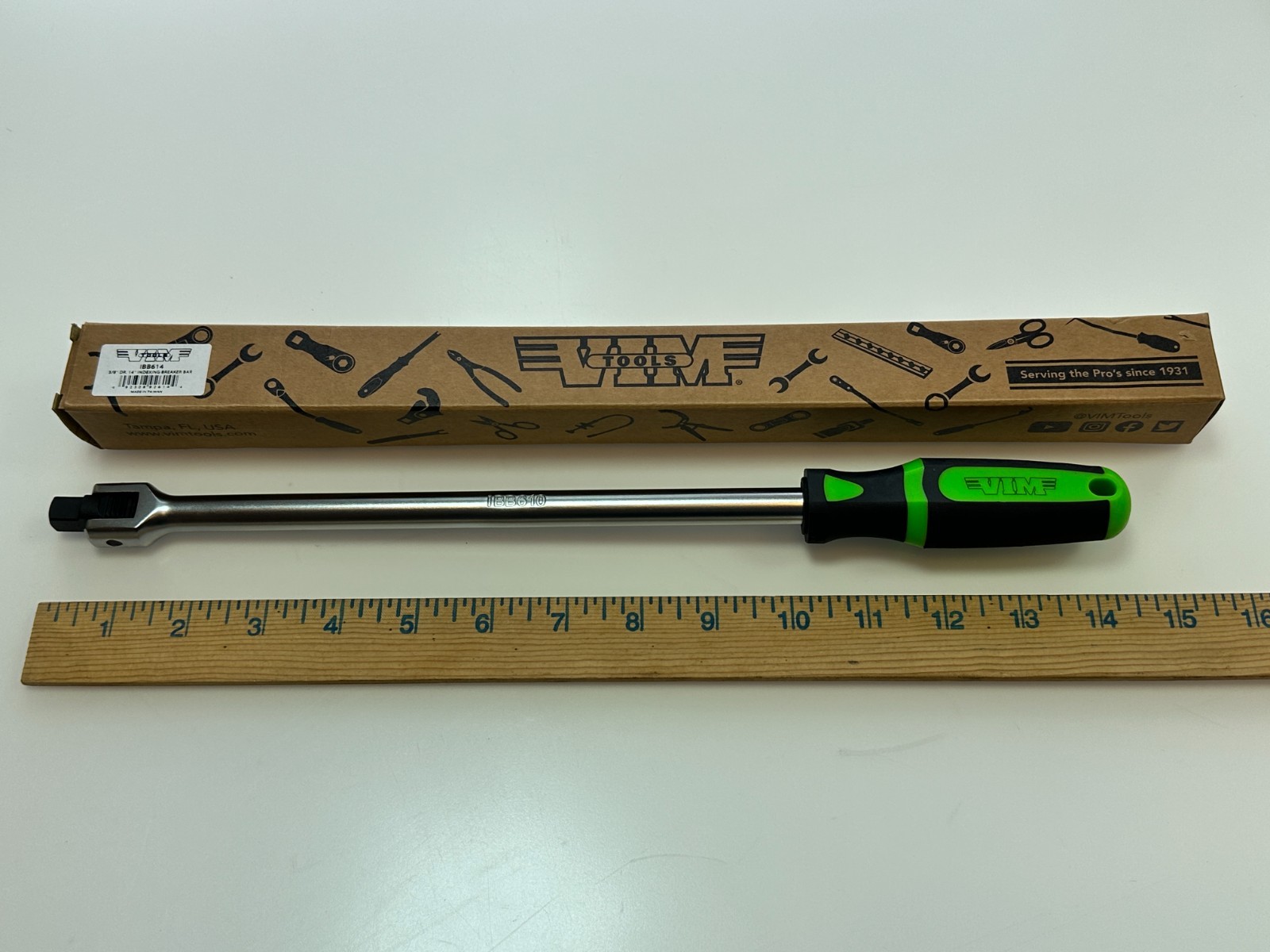 NEW VIM IBB614 3/8″ Drive 14″ Long Indexing Breaker Bar w/ ERGO Soft Grip Handle