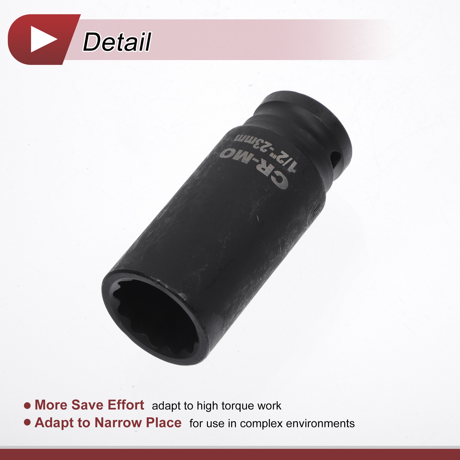 Universal 1/2 Inch Drive Impact Socket 23mm 12 Point High Carbon Steel 1 Pcs