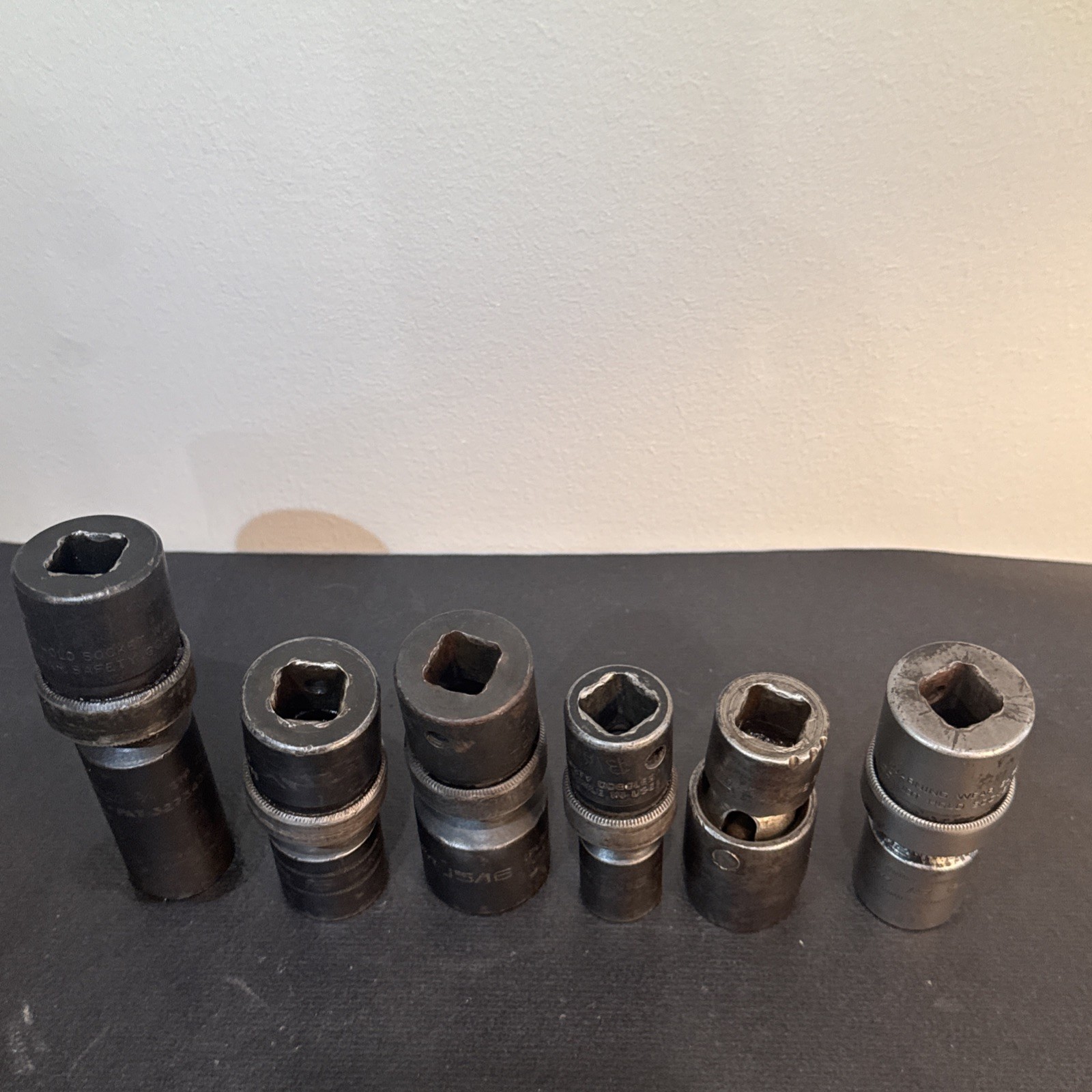 Lot Of 6 SNAP-ON 1/2 Drive Swivel Sockets Metric & Standard Size In Description