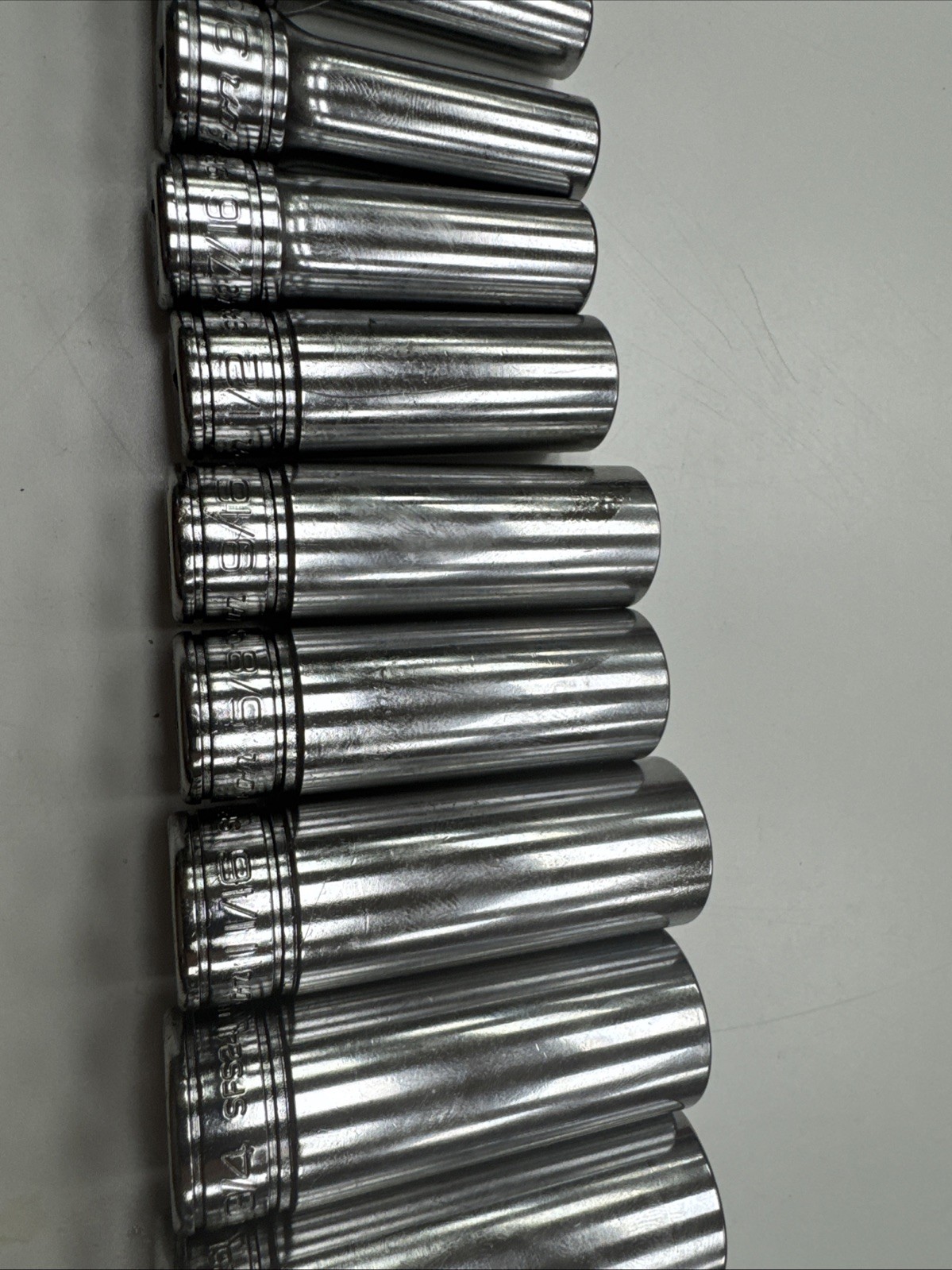For Snap-on Tools 11pc 3/8″ Drive SAE 6 Point Deep Chrome Socket Set 211SFSY