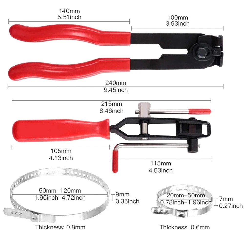 Hose Clamp Clip Remover Pliers Wire Long Reach Kit Fuel Oil Water Hose Tool USA