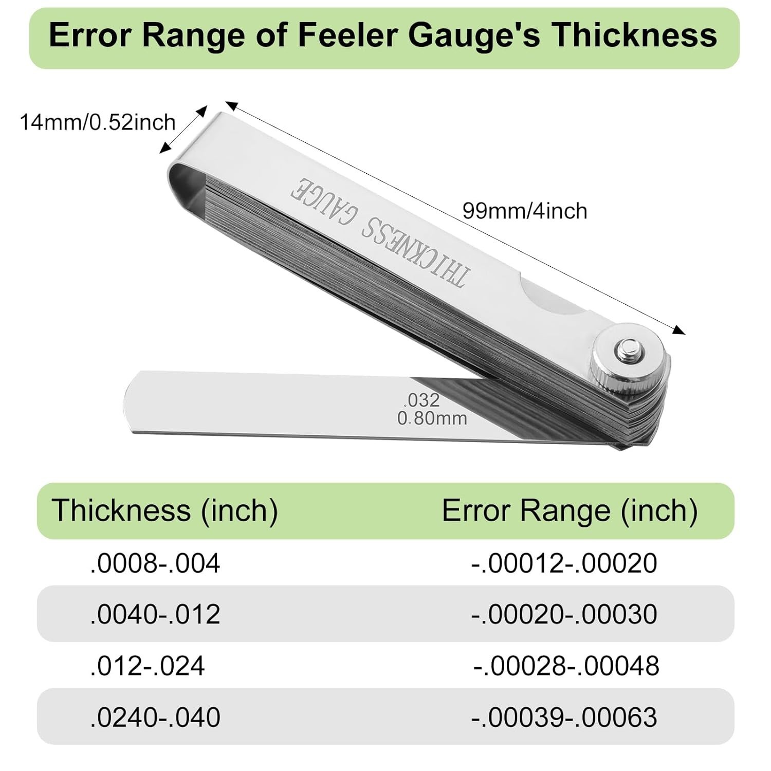 Manganese Steel Feeler Gauge Set 32 Blades for Accurate Valve Adjustment